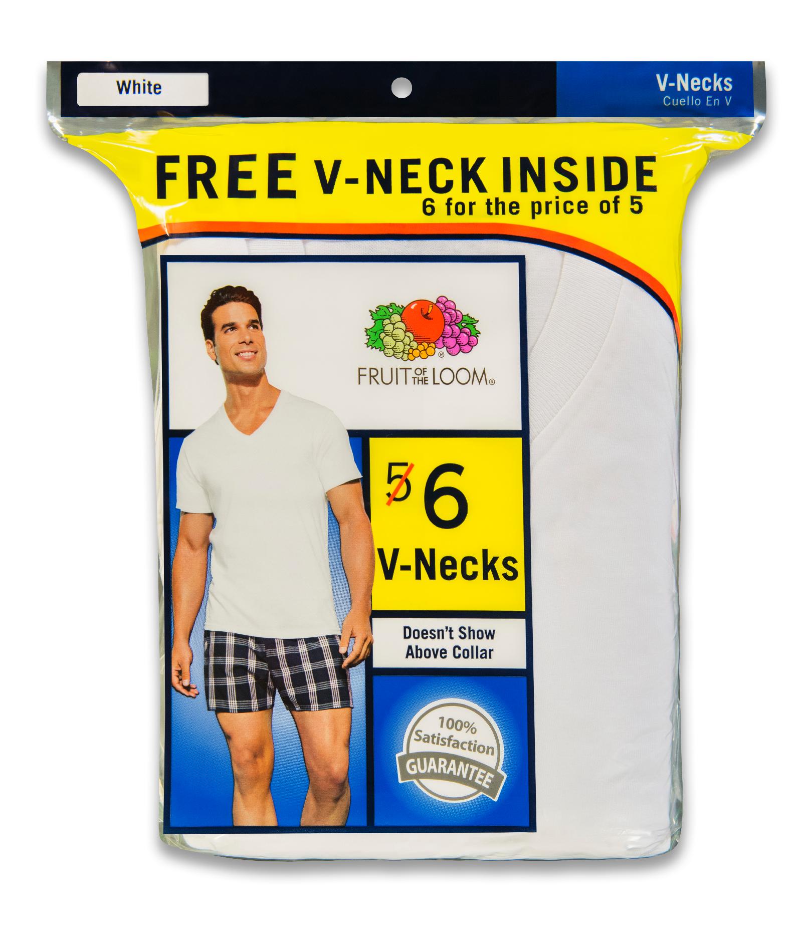Fruit of the Loom Men&#8217;s T-shirts V-neck Label Free Short Sleeve