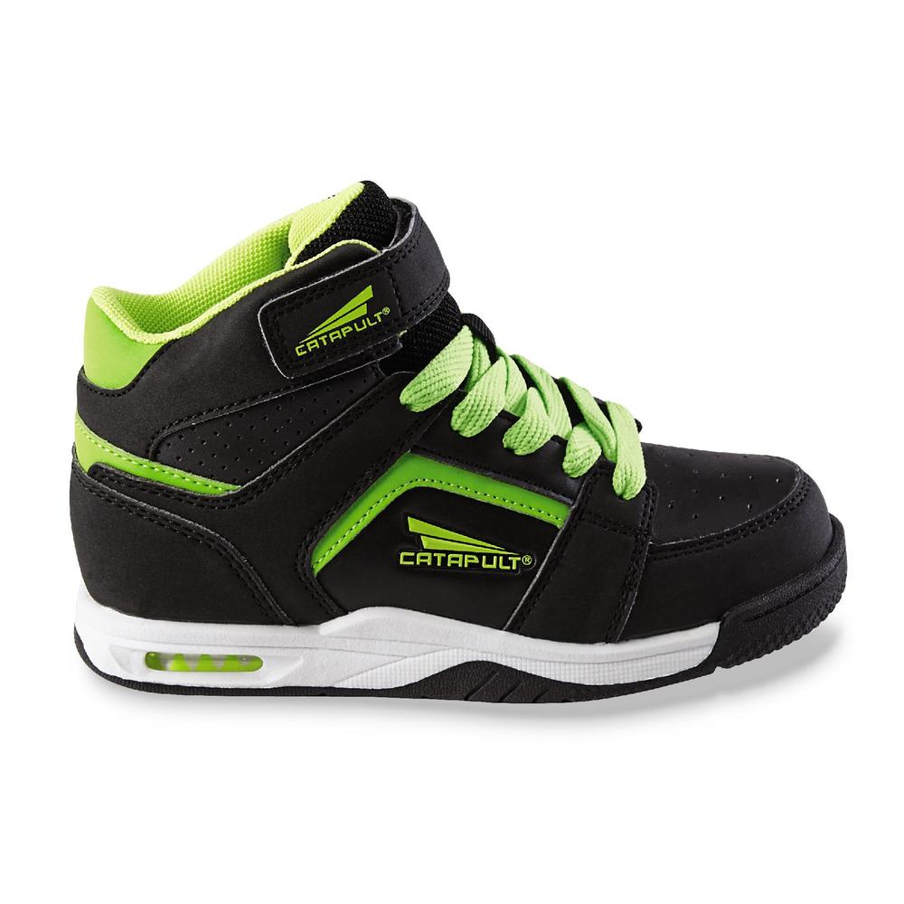 CATAPULT Boy's Court High-Top Basketball Shoe - Black/Neon Green