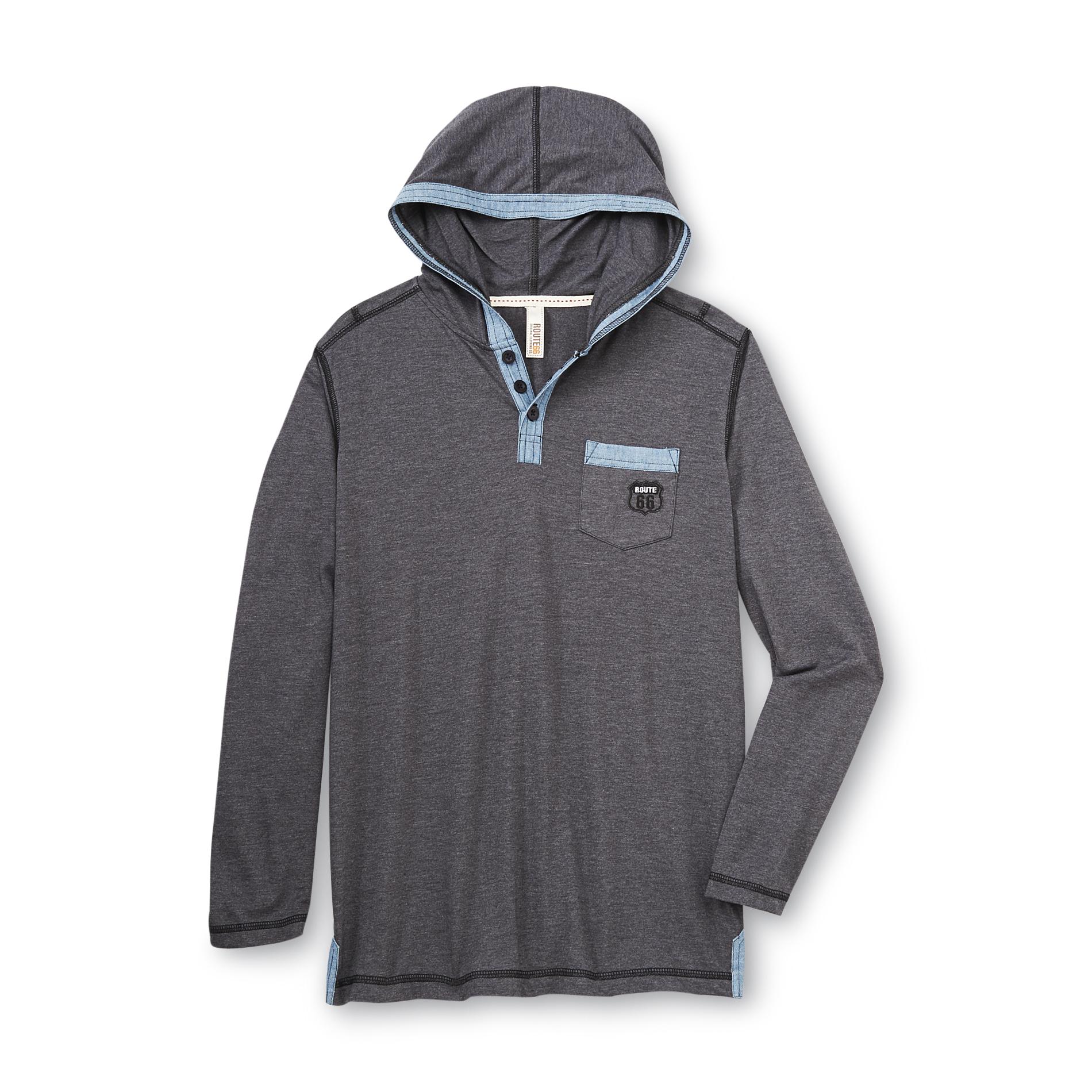 Route 66 Boy's Lightweight Hoodie - Chambray Trim