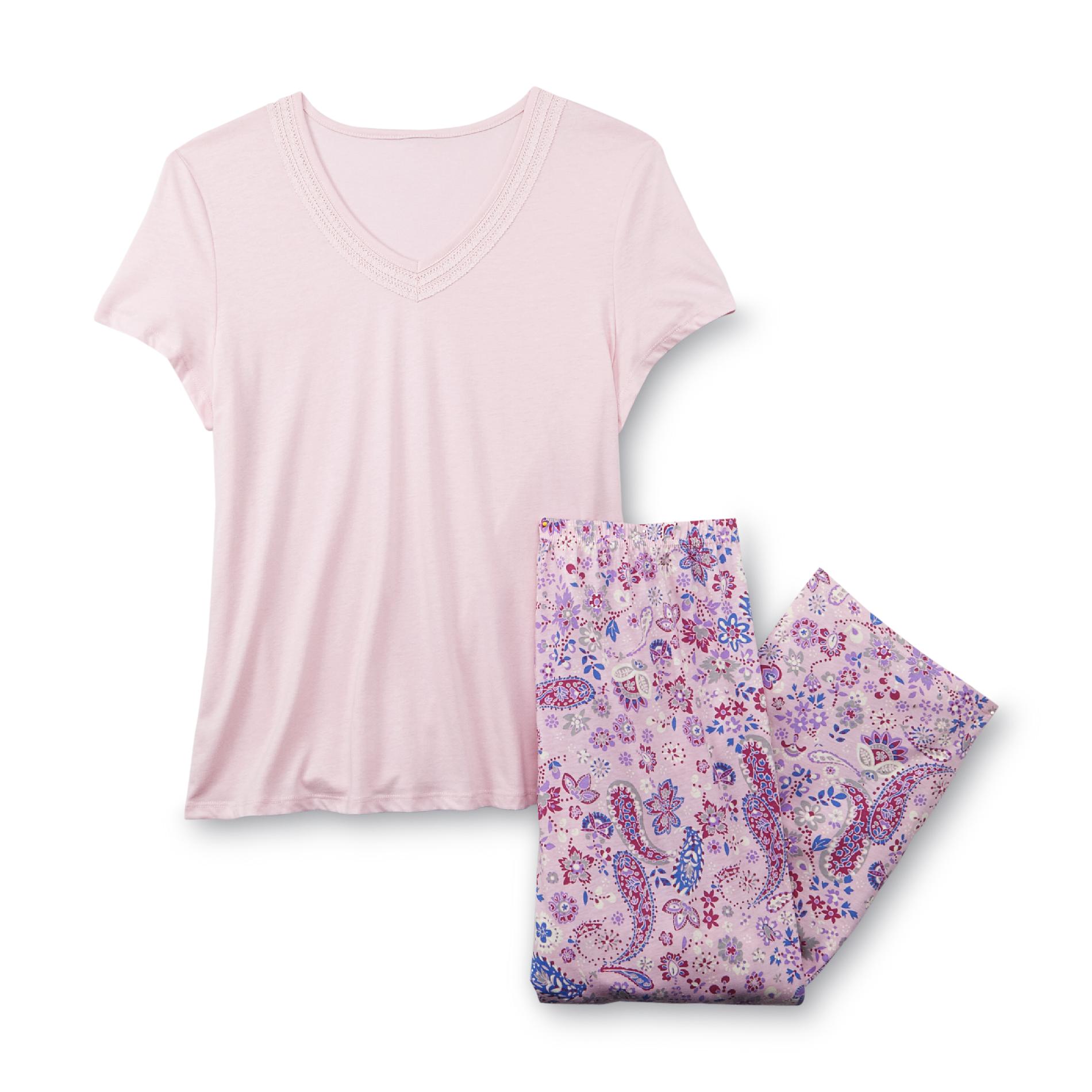 Pink K Women's Pajama Top & Pants - Paisley Floral