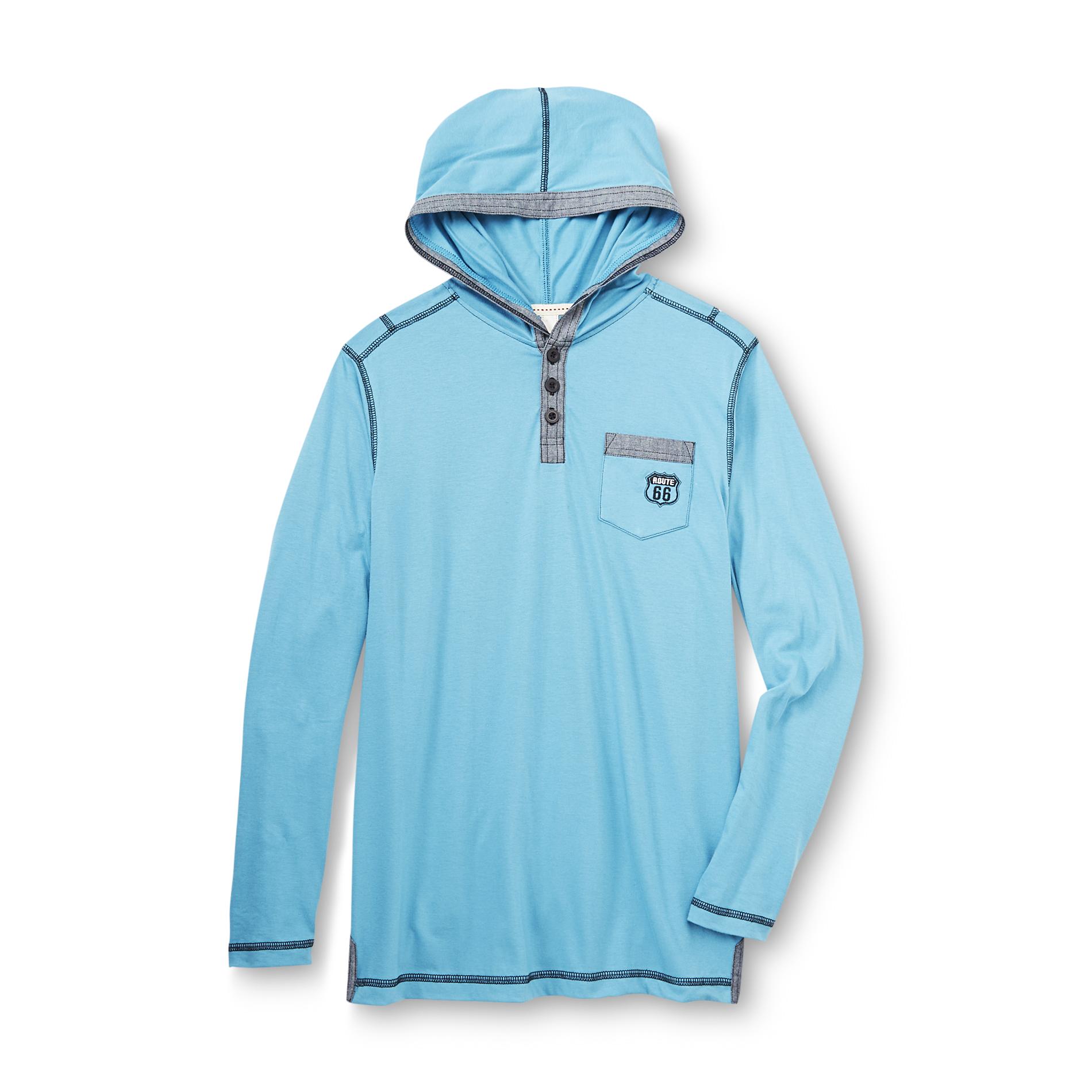 Route 66 Boy's Lightweight Hoodie - Chambray Trim