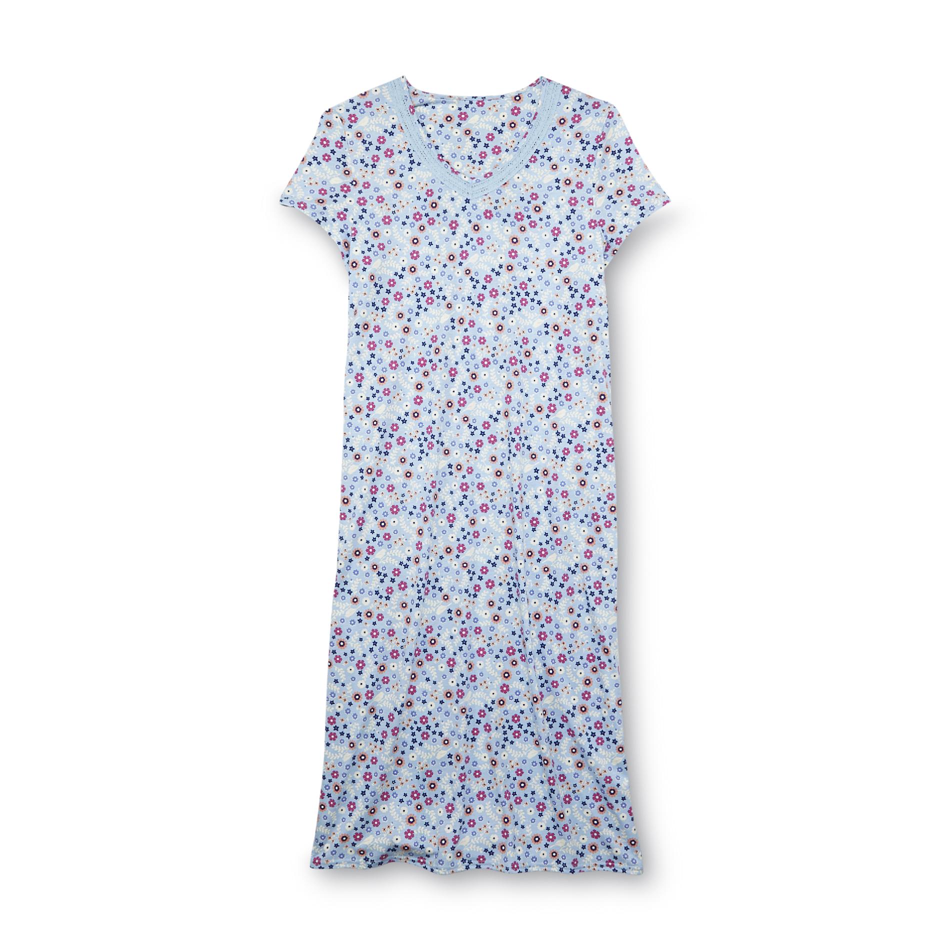 Pink K Women's Short-Sleeve Nightgown - Floral