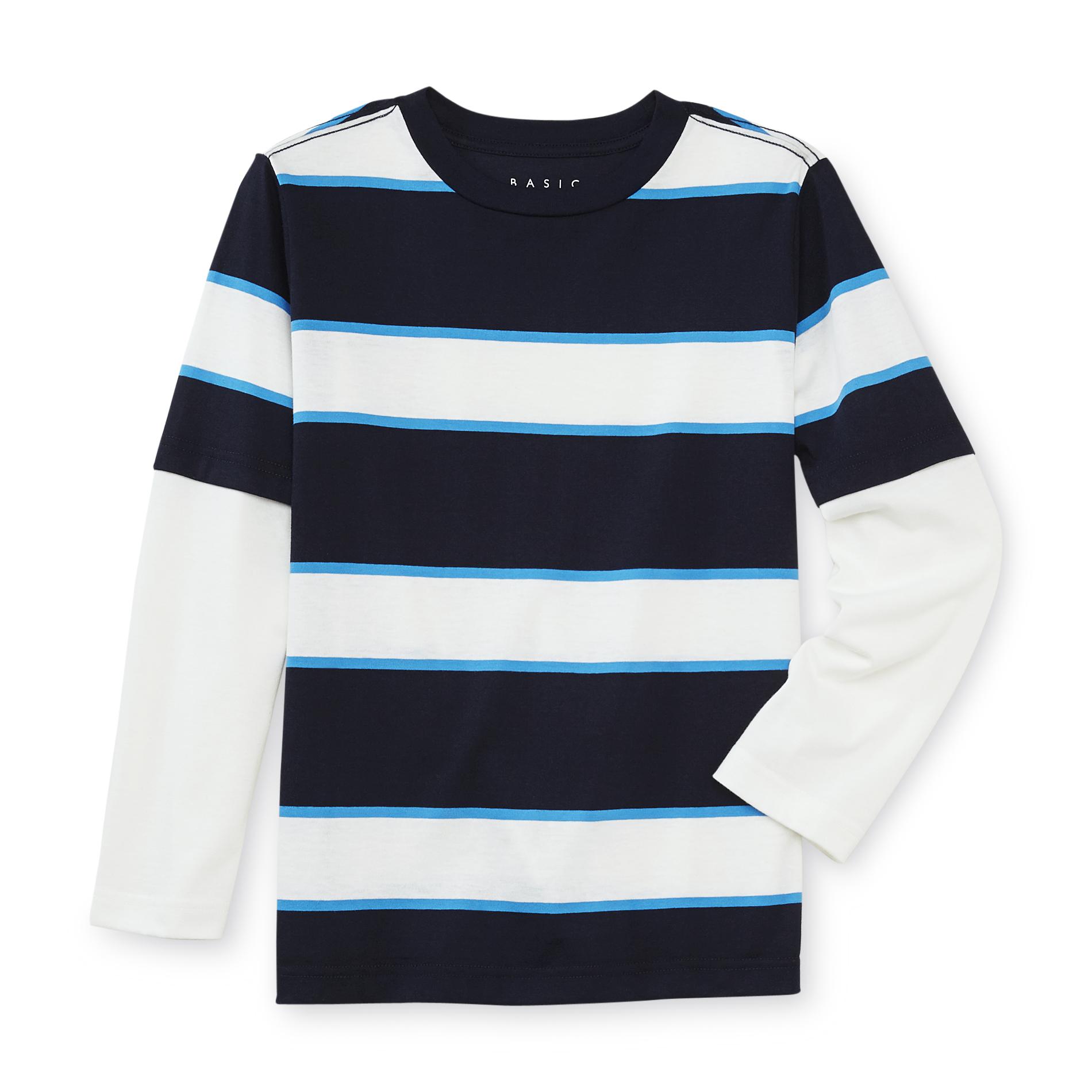 Basic Editions Boy's Layered-Look T-Shirt - Striped