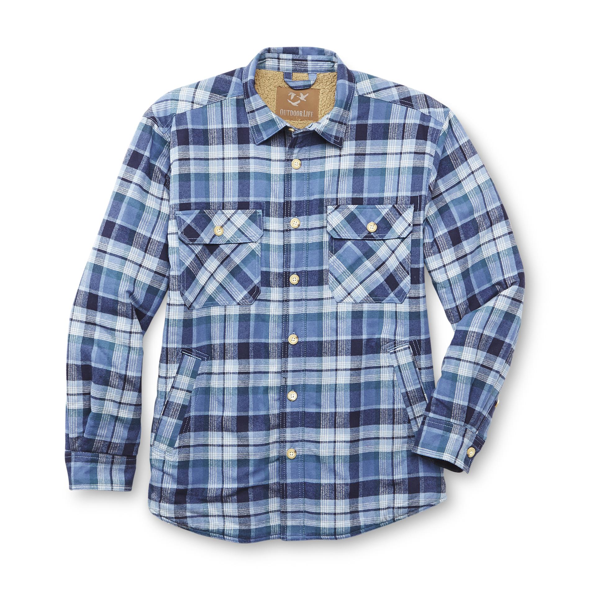 Outdoor Life Men's Sherpa-Lined Flannel Shirt Jacket - Plaid