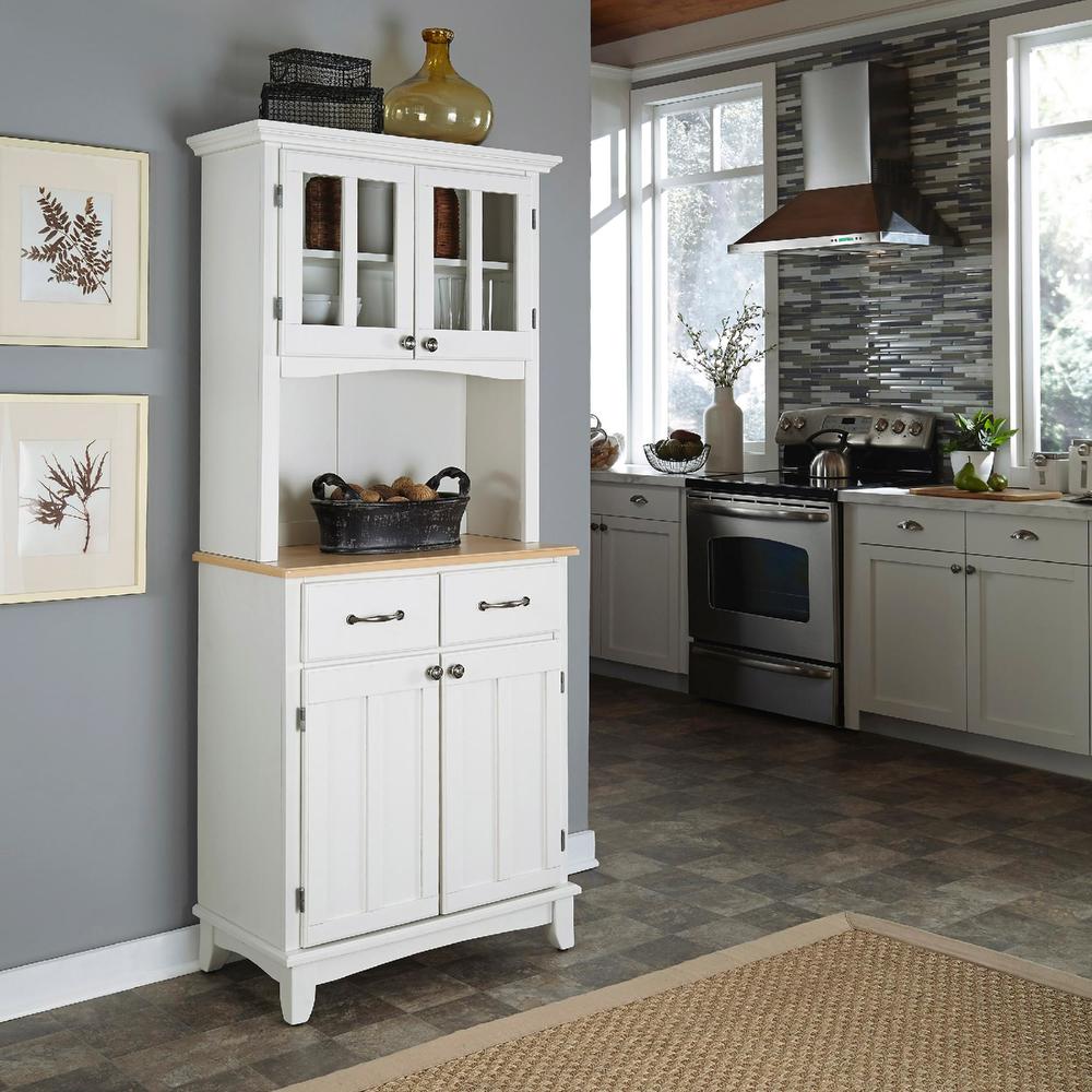 Home Styles 35-1/2"H x 29-1/4"W x 15-7/8"D Buffet with Solid Wood Top & 2 Door Hutch - White Finish
