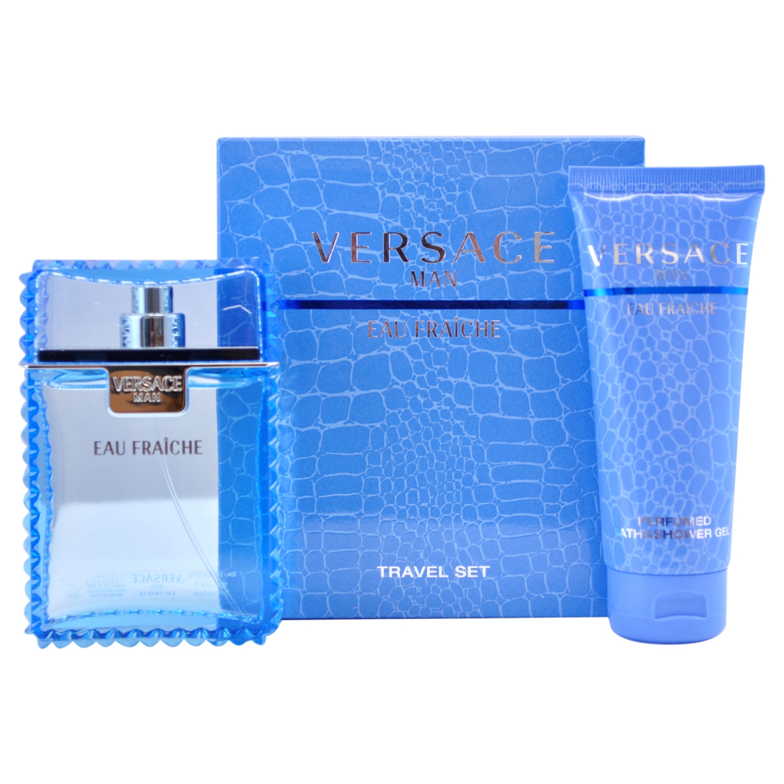 Versace  Man Eau Fraiche by  for Men - 2 Pc Gift Set 3.4oz EDT Spray, 3.4oz Perfumed Bath and Shower Gel