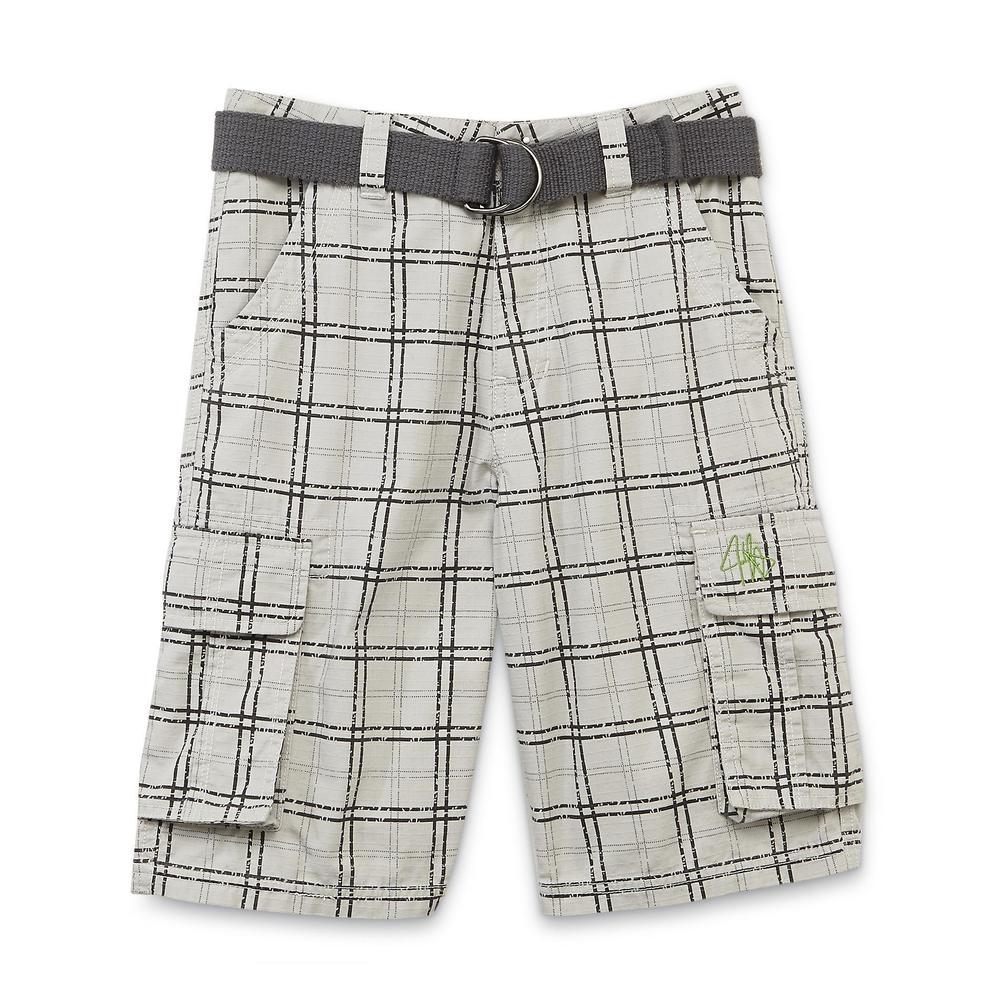 Never Give Up By John Cena Boy's Belted Cargo Shorts - Plaid