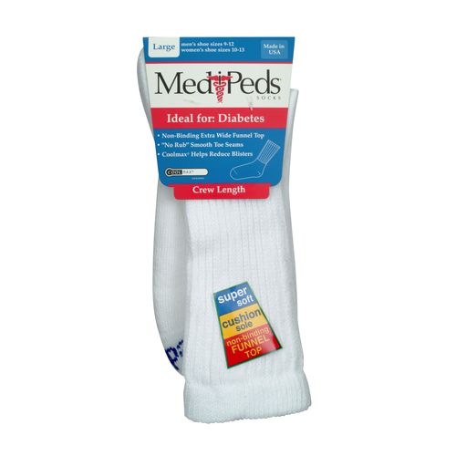 MediPeds Diabetic Crew Sock - 3 pr