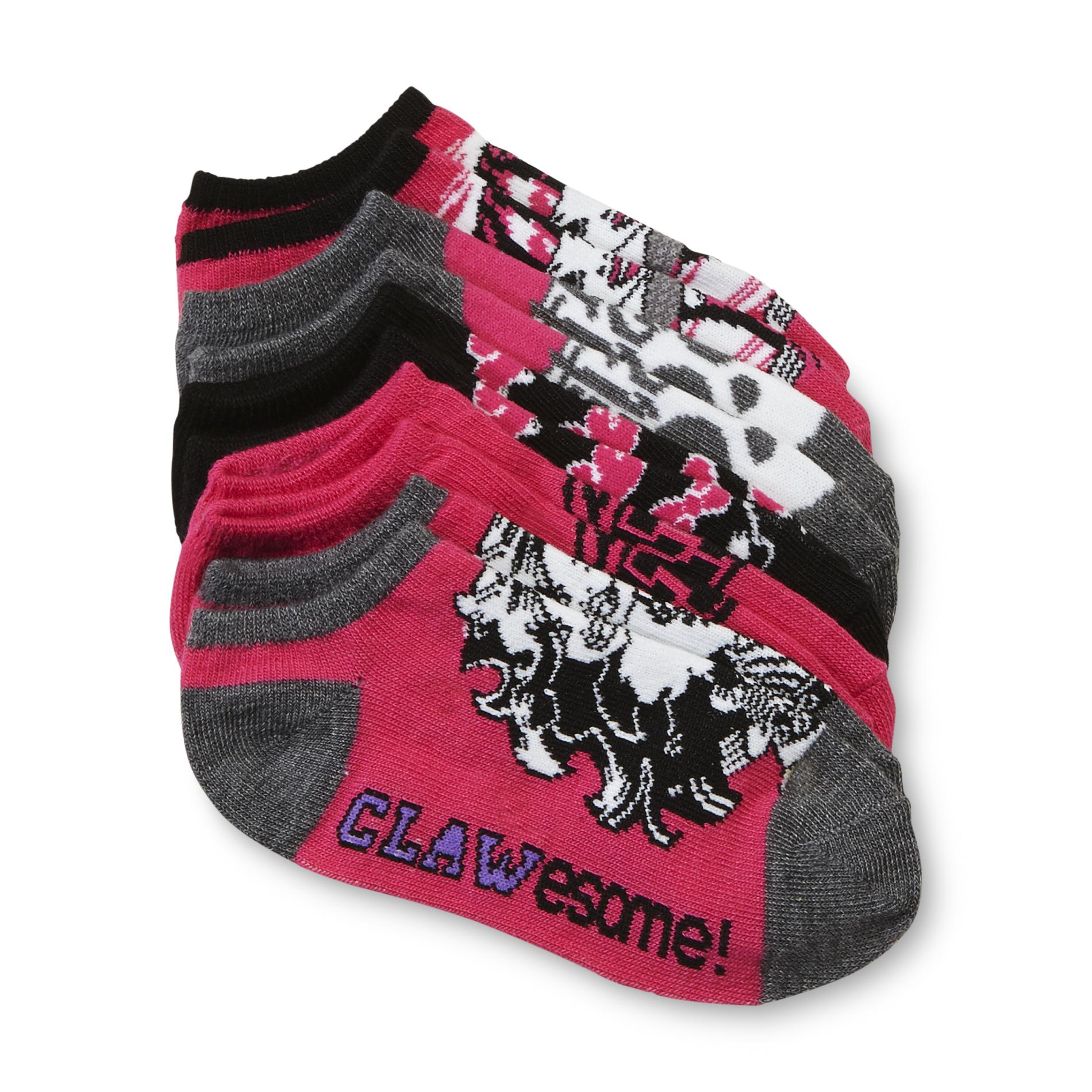 Monster High Girl's 5-Pairs No-Show Socks