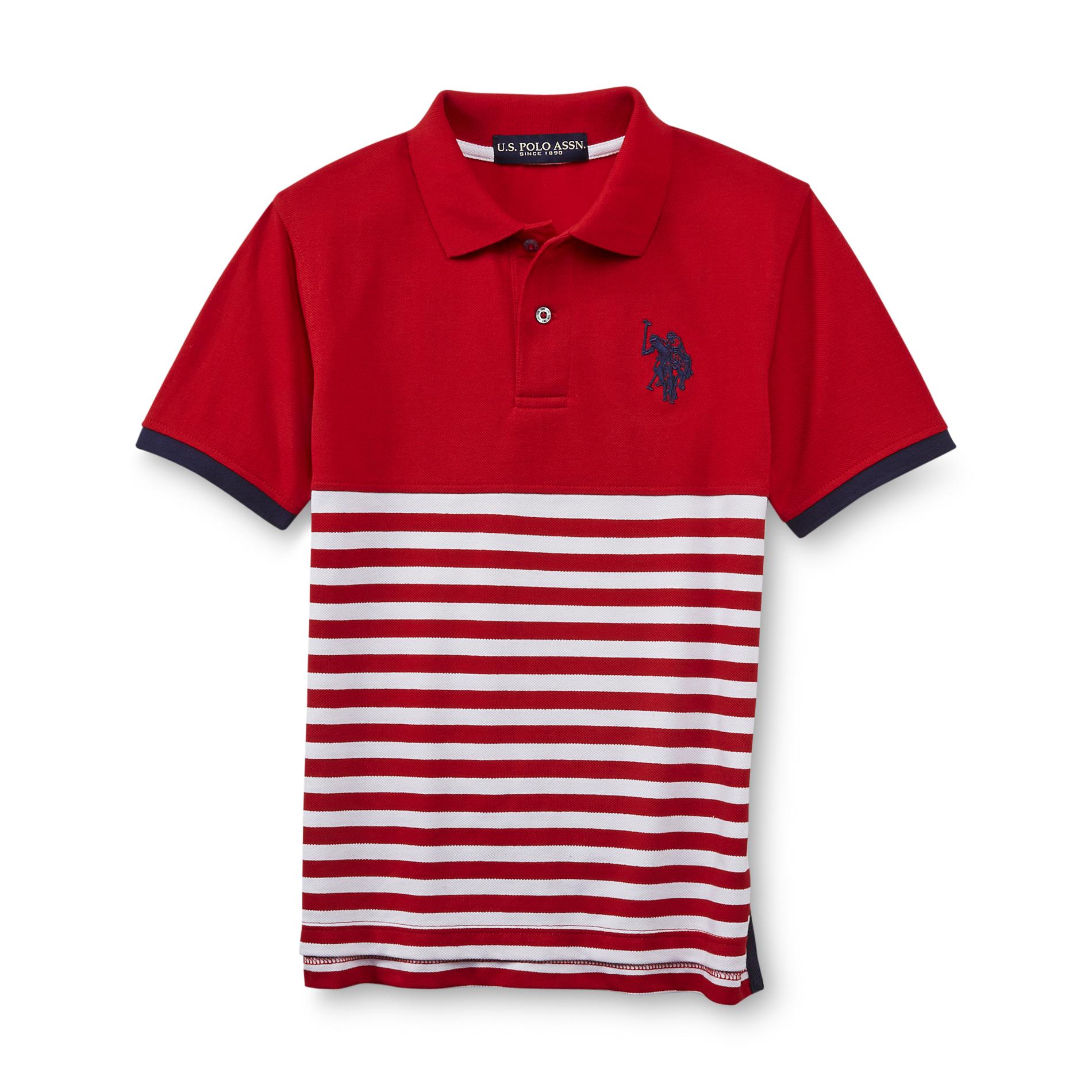 U.S. Polo Assn. Boy's Pique Knit Polo Shirt - Striped