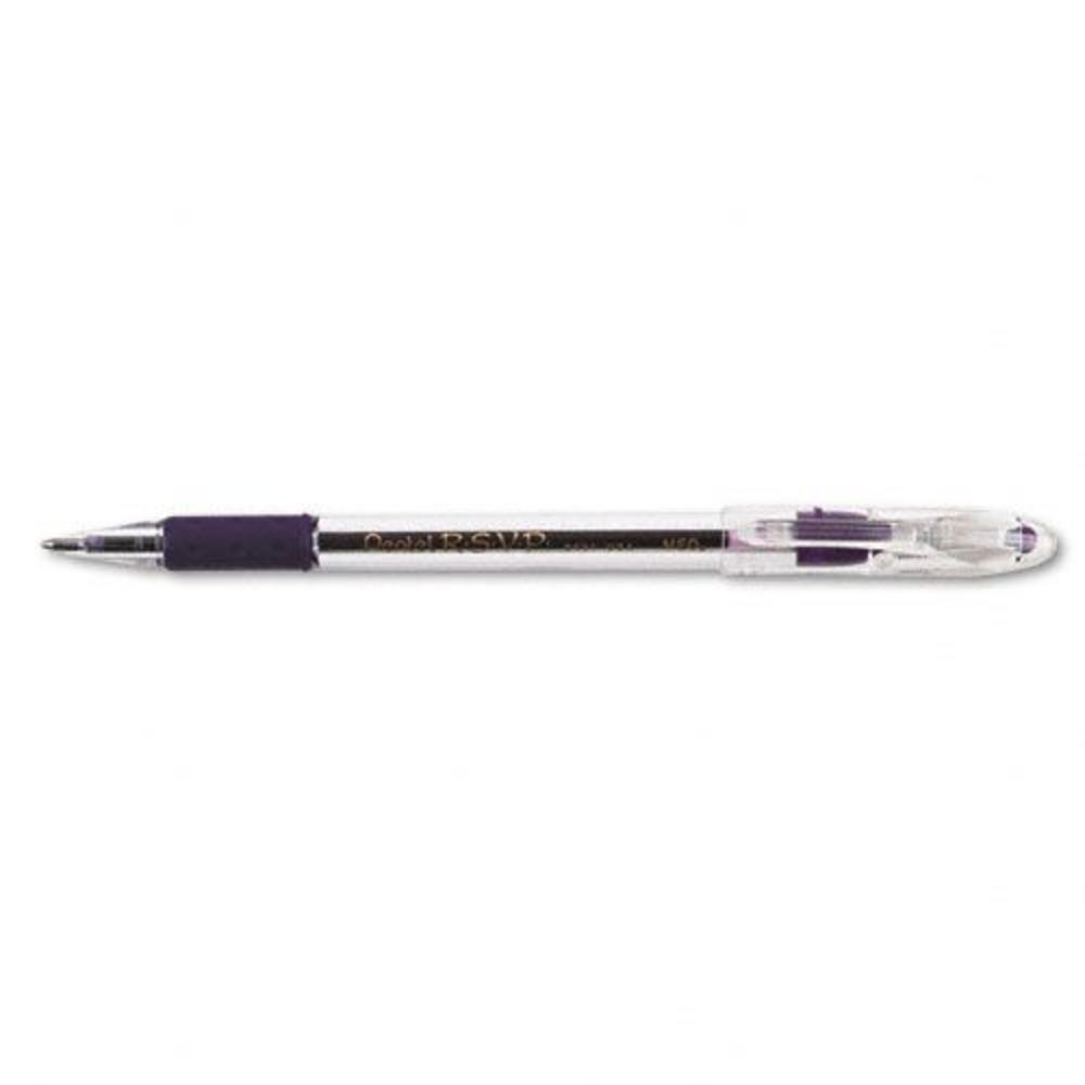 Pentel PENBK91V R.S.V.P. Stick Ballpoint Pen  1mm  Translucent Barrel  Violet Ink  Dozen