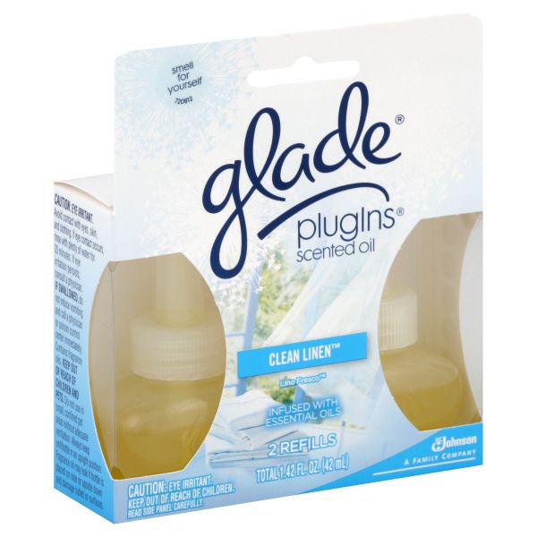 Glade PlugIns Scented Oil Refills, Clean Linen, 2 refills [1.42 fl oz (42 ml)]