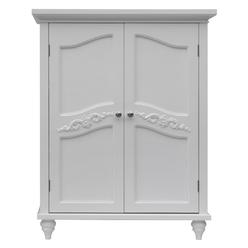 Elegant Home Fashions Versailles Freestanding Floor Cabinet Bathroom Kitchen Storage Organizer with 2 Floral Scroll Doors 2 Inne