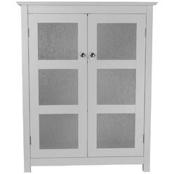 Elegant Home Teamson Home Bathroom Floor Cabinet 2 Glass Doors White Connor ELG-580