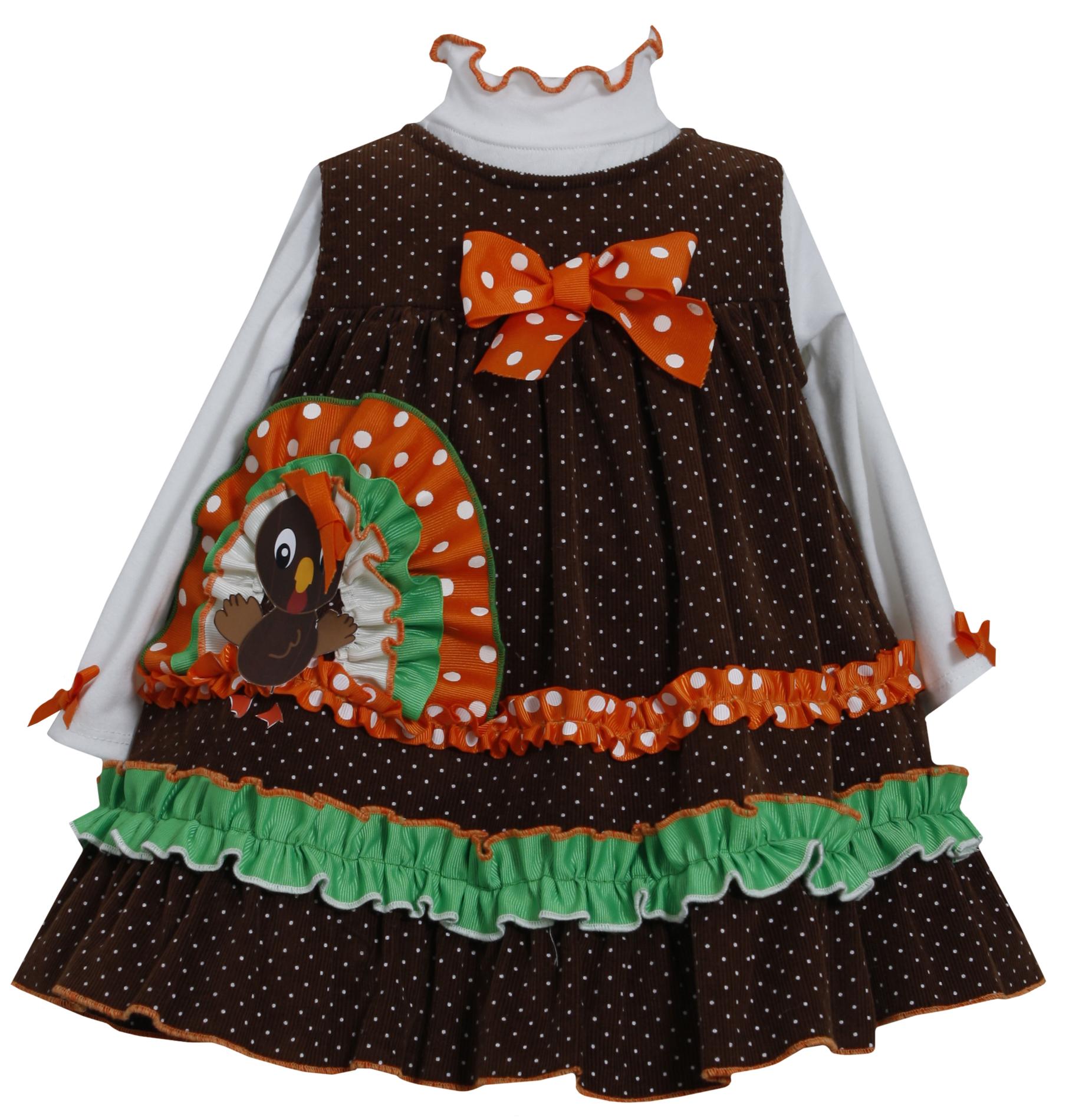 Ashley Ann Infant & Toddler Girl's Thanksgiving Party Dress - Turkey