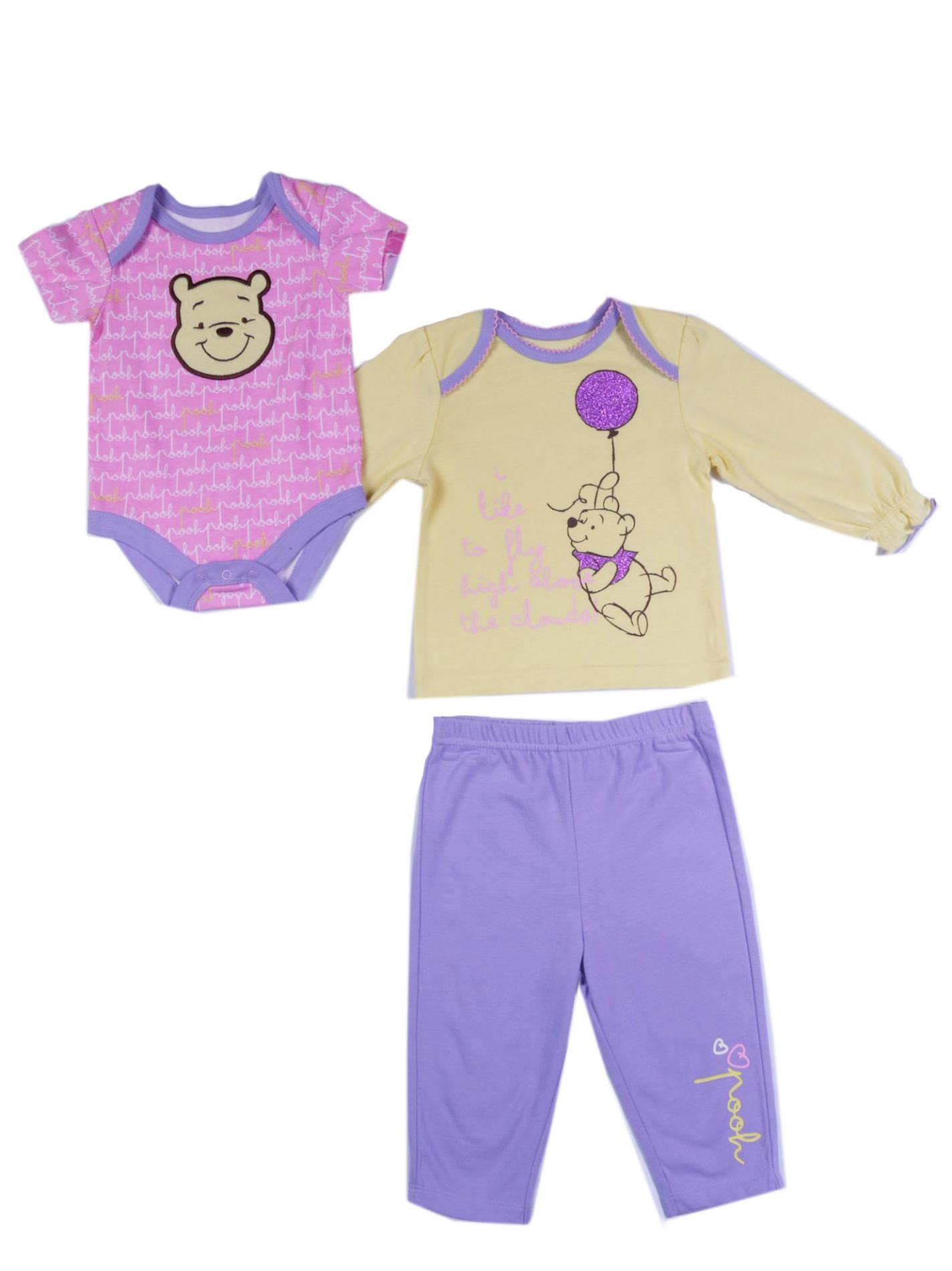Disney Winnie the Pooh Newborn Girl's Bodysuit  Top & Pants