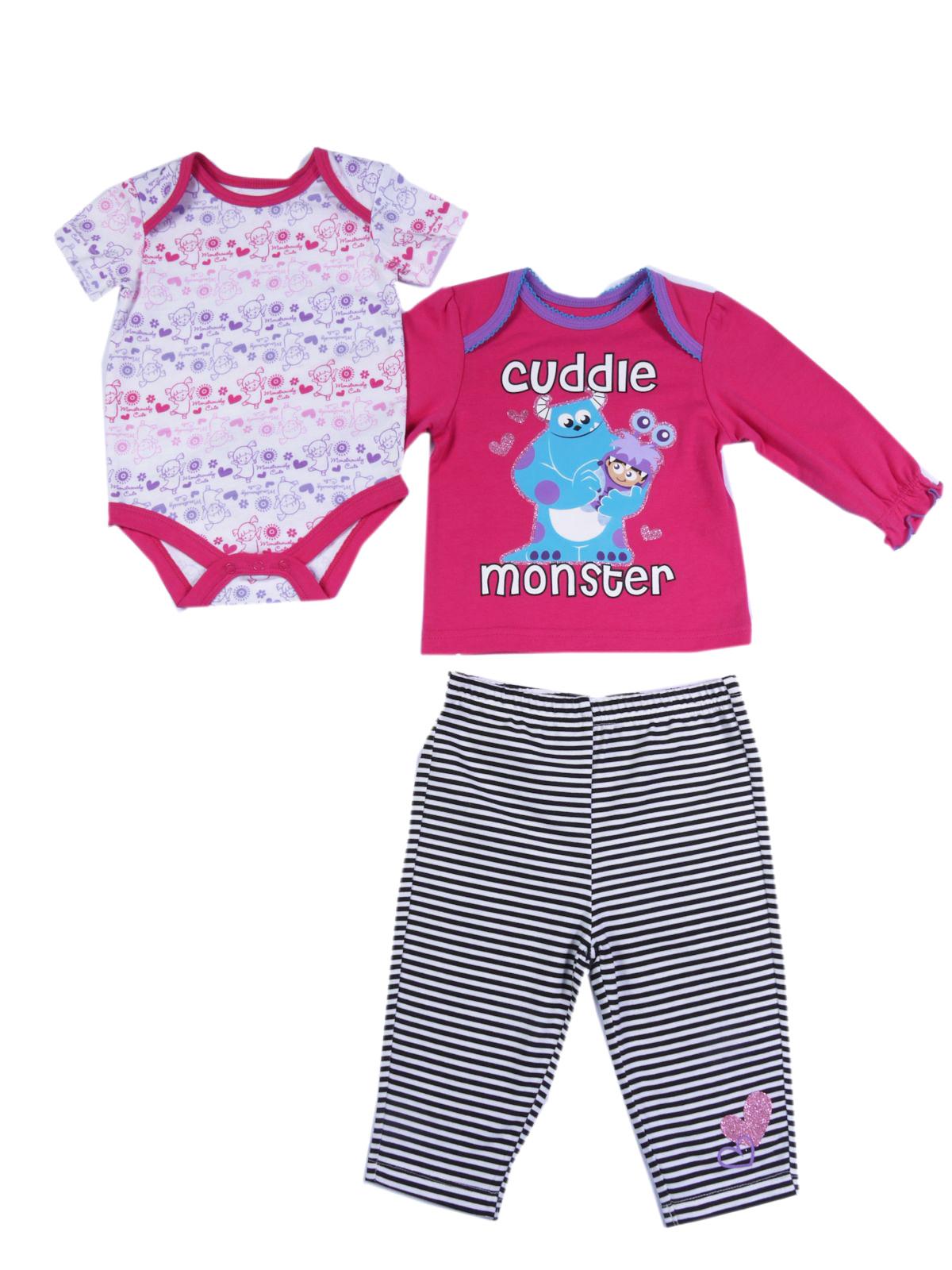 Disney Monsters  Inc. Newborn Girl's Bodysuit  T-Shirt & Pants