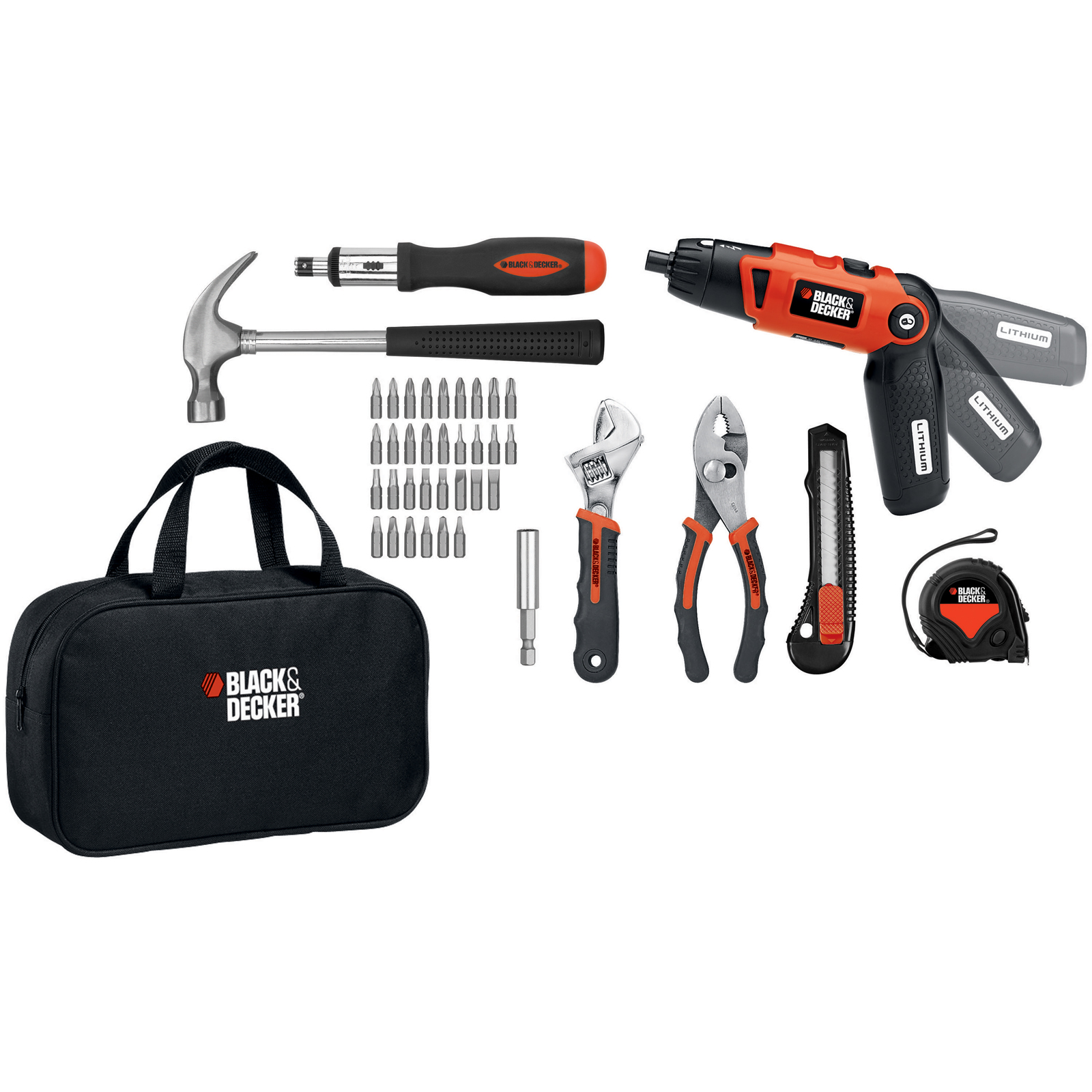BLACK+DECKER Lithium Screwdriver, Project Kit & Carrying Bag