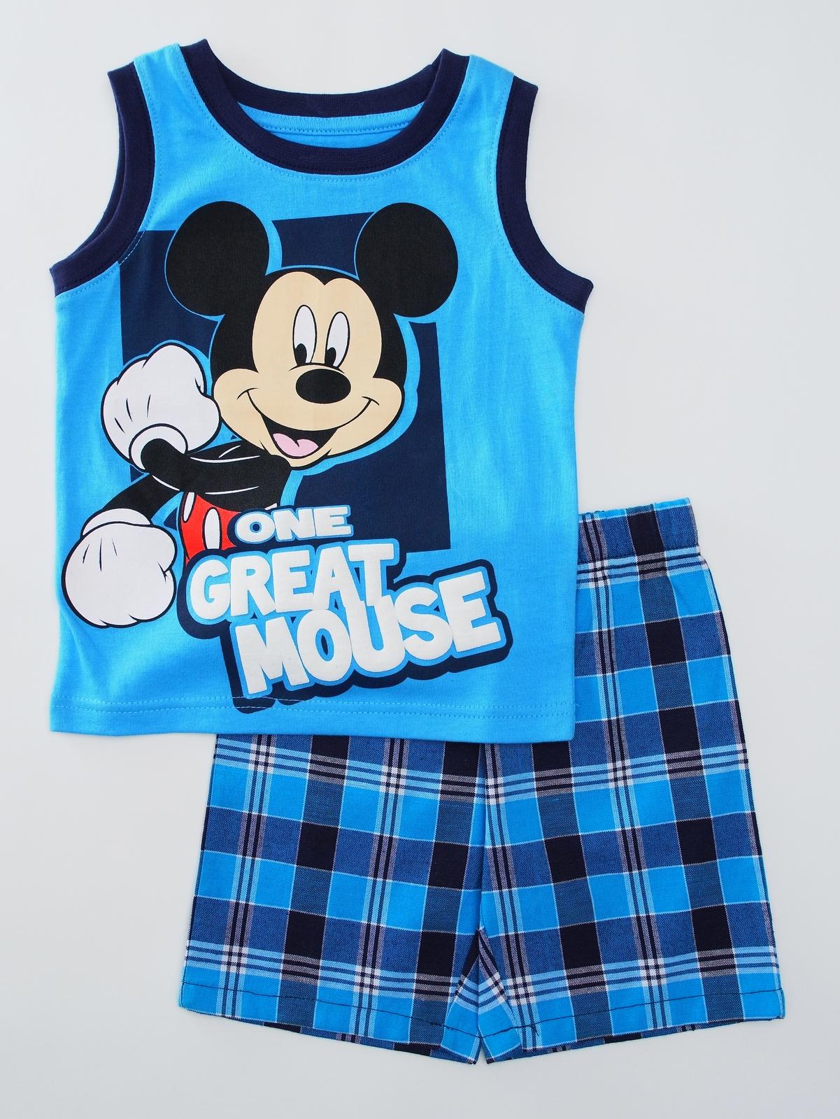 Disney Mickey Mouse Infant & Toddler Boy's Muscle Shirt & Shorts - Plaid