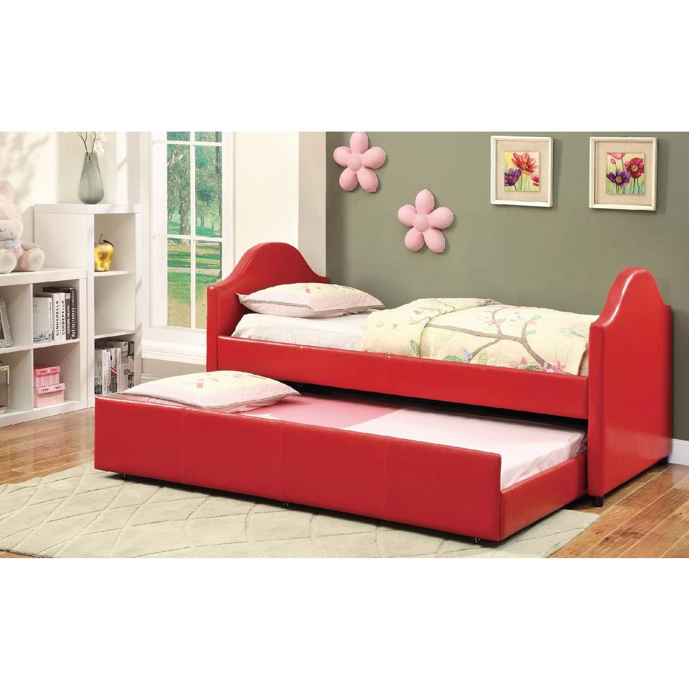 Furniture of America Horton Arched Leatherette Daybed with Twin Trundle