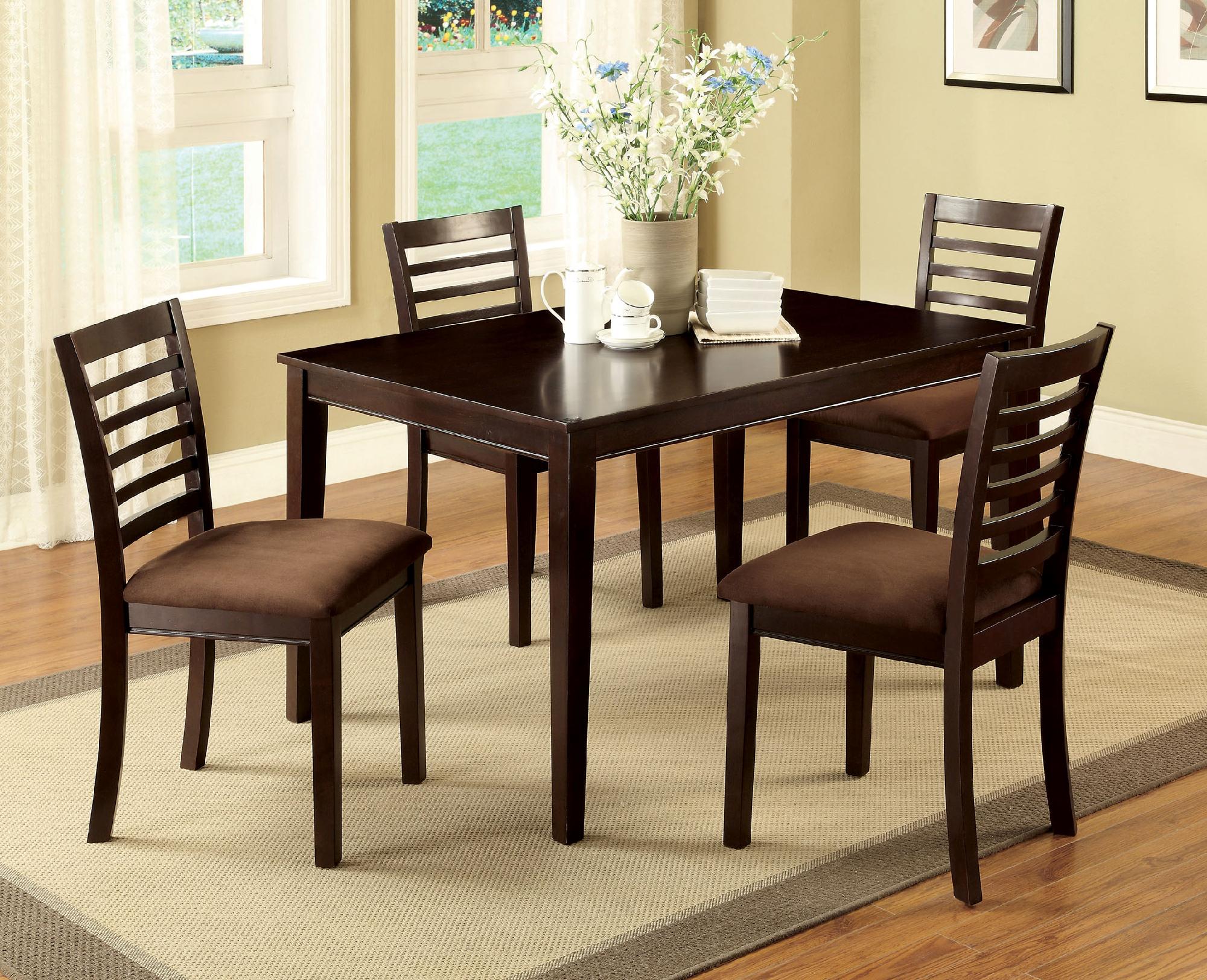 Furniture of America Larkans Espresso 5 Piece Dining Table Set Furniture of America Larkans Espresso 5 Piece Dining Table Set