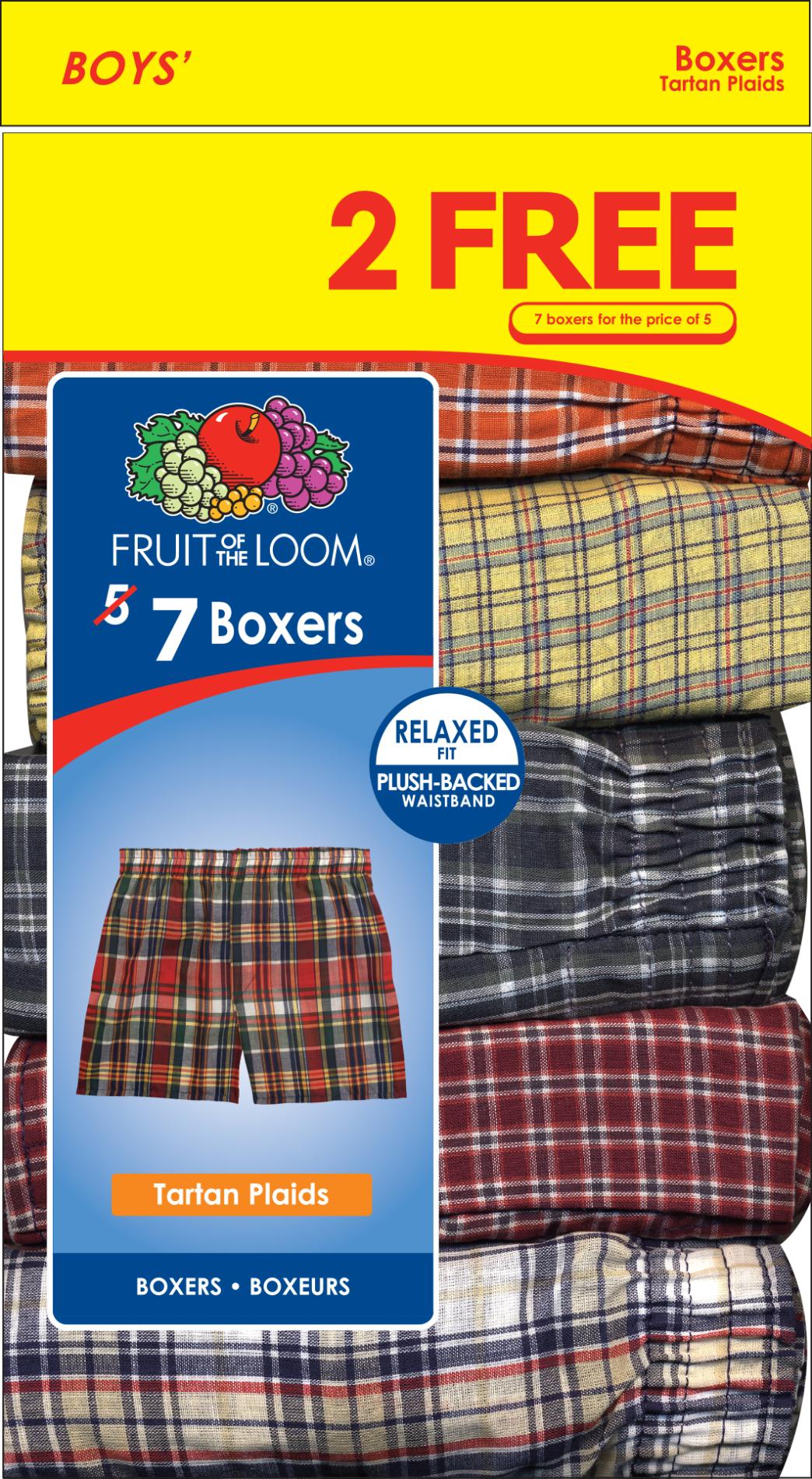 Fruit of the Loom Boy's 7-Pairs Boxers - Plaid