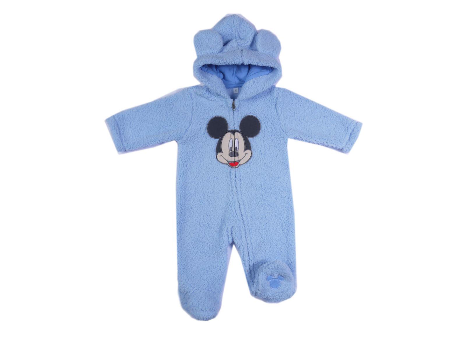 Disney Newborn Boy's Fleece Hooded Bodysuit - Mickey Mouse