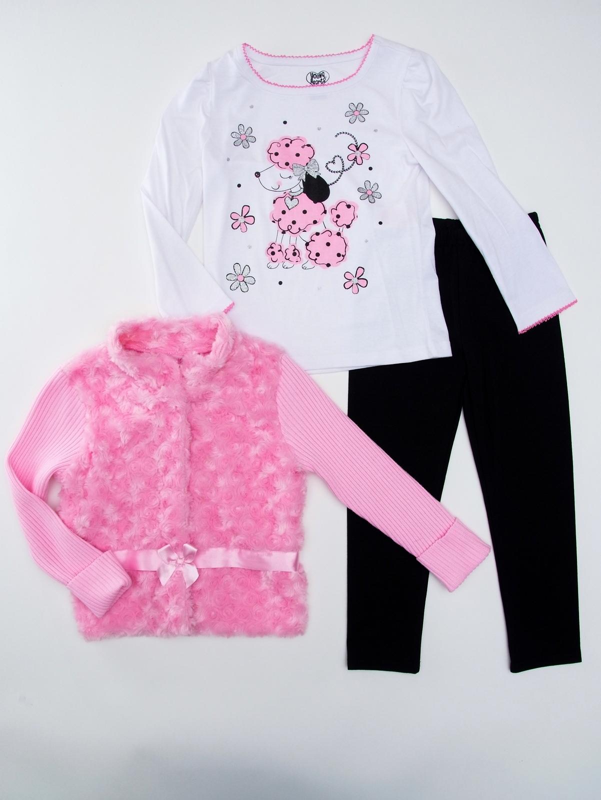 Young Hearts Girl's Graphic Top  Jacket & Leggings - Poodle
