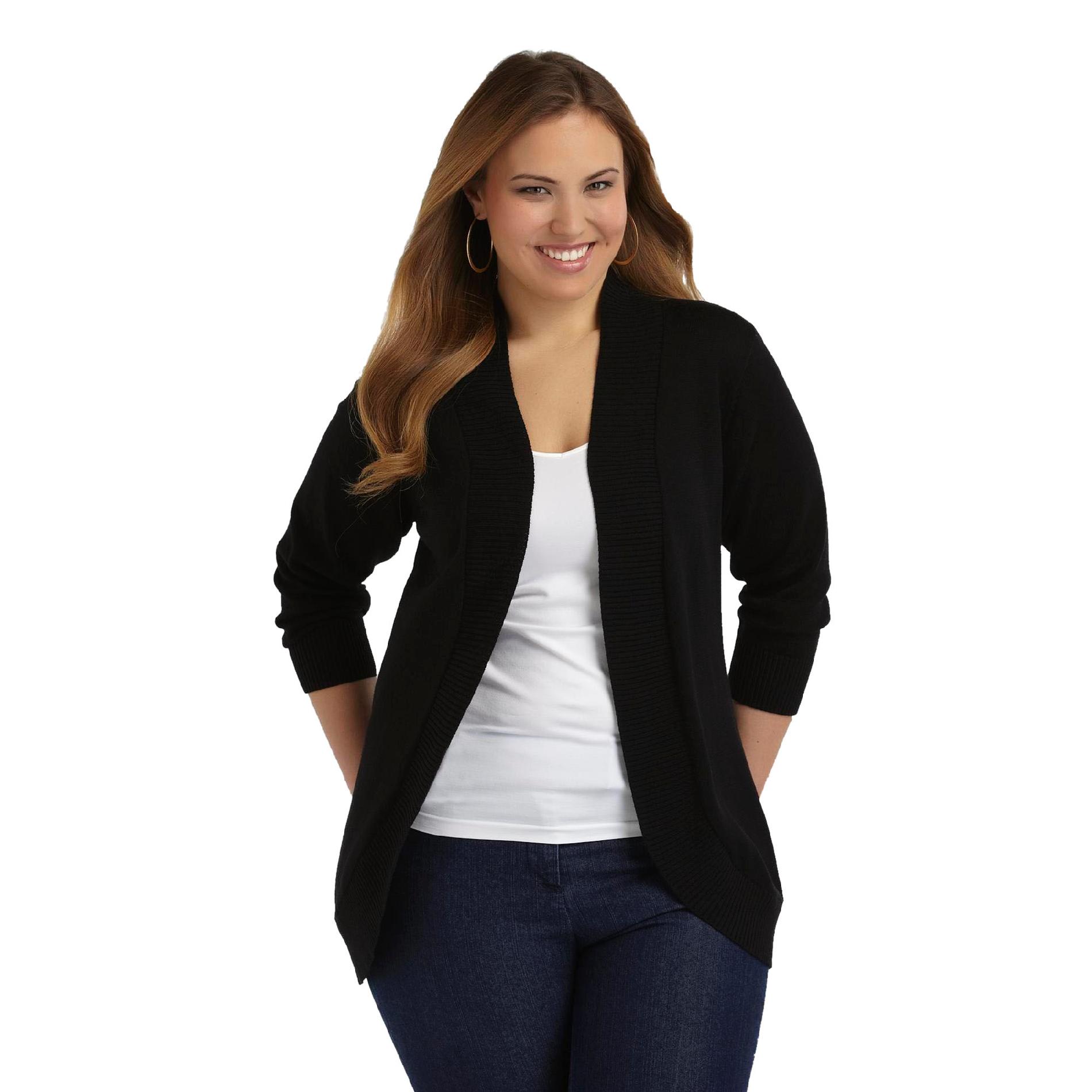Beverly Drive Women's Plus Open Front Shrug Sweater
