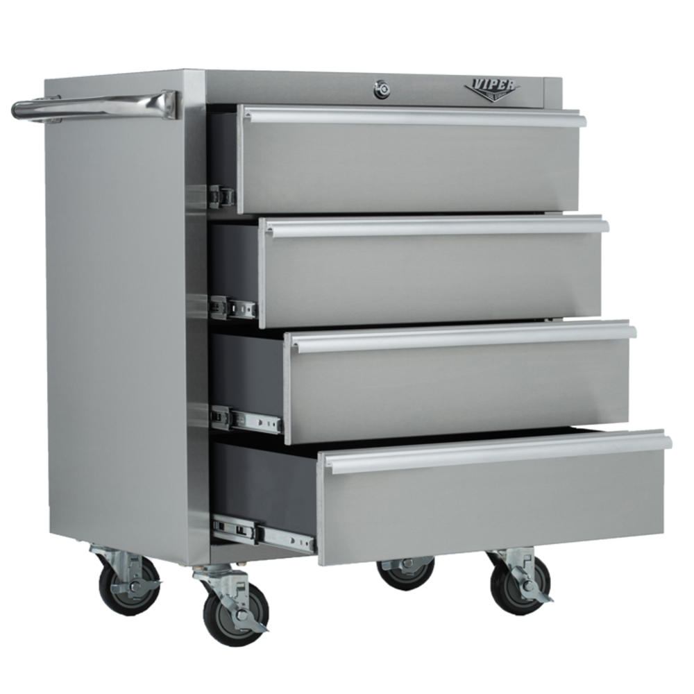 Viper Tool Storage 26-inch 4 Drawer 304 Stainless Steel Rolling Cabinet