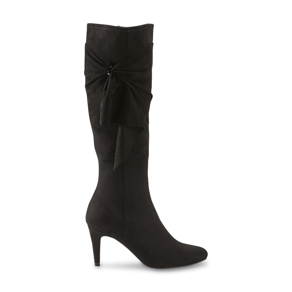 Jaclyn Smith Women's Tisdale Knee High Black Faux Suede Fashion Boot - Extended Calf