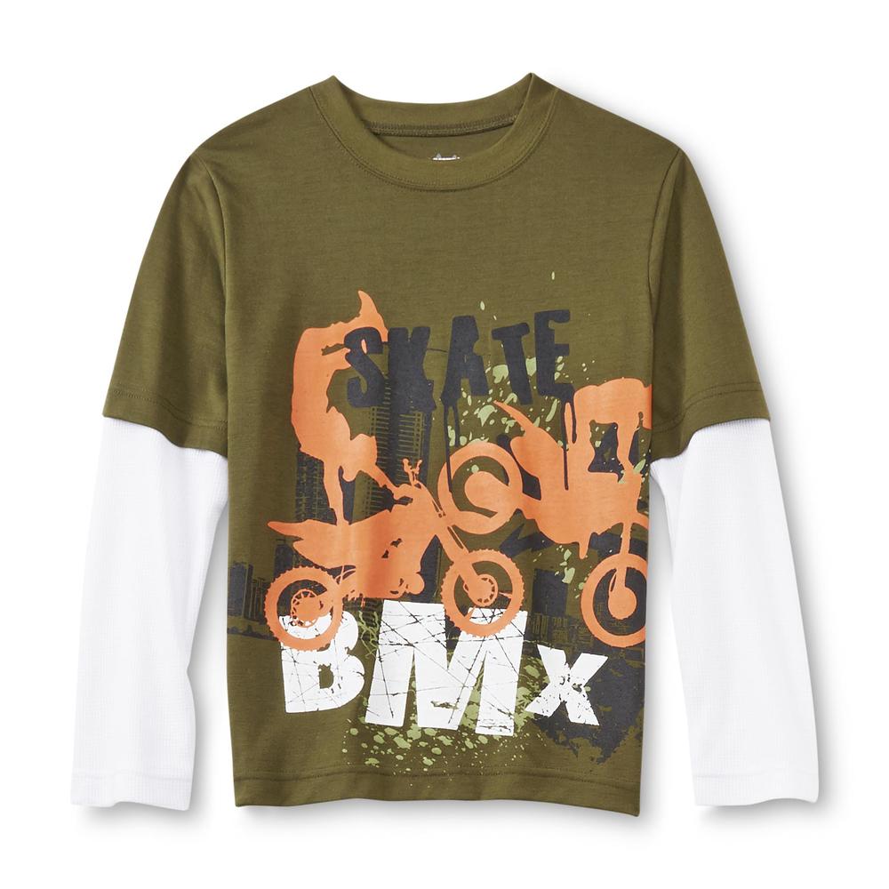 Joe Boxer Boy's Thermal-Sleeve Knit Pajamas - Skate BMX