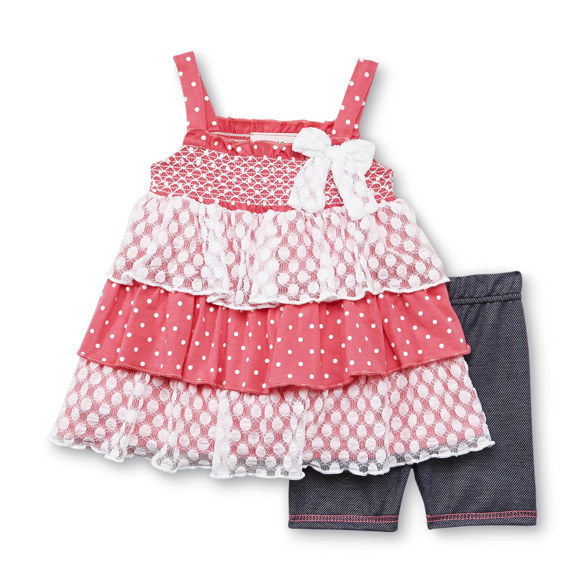 Little Lass Infant & Toddler Girl's Tunic & Shorts - Polka Dot & Lace
