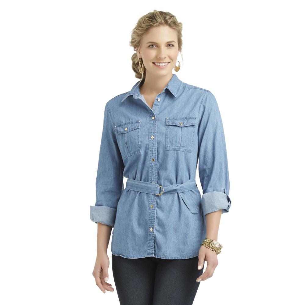 Canyon River Blues Women's Belted Chambray Camp Shirt