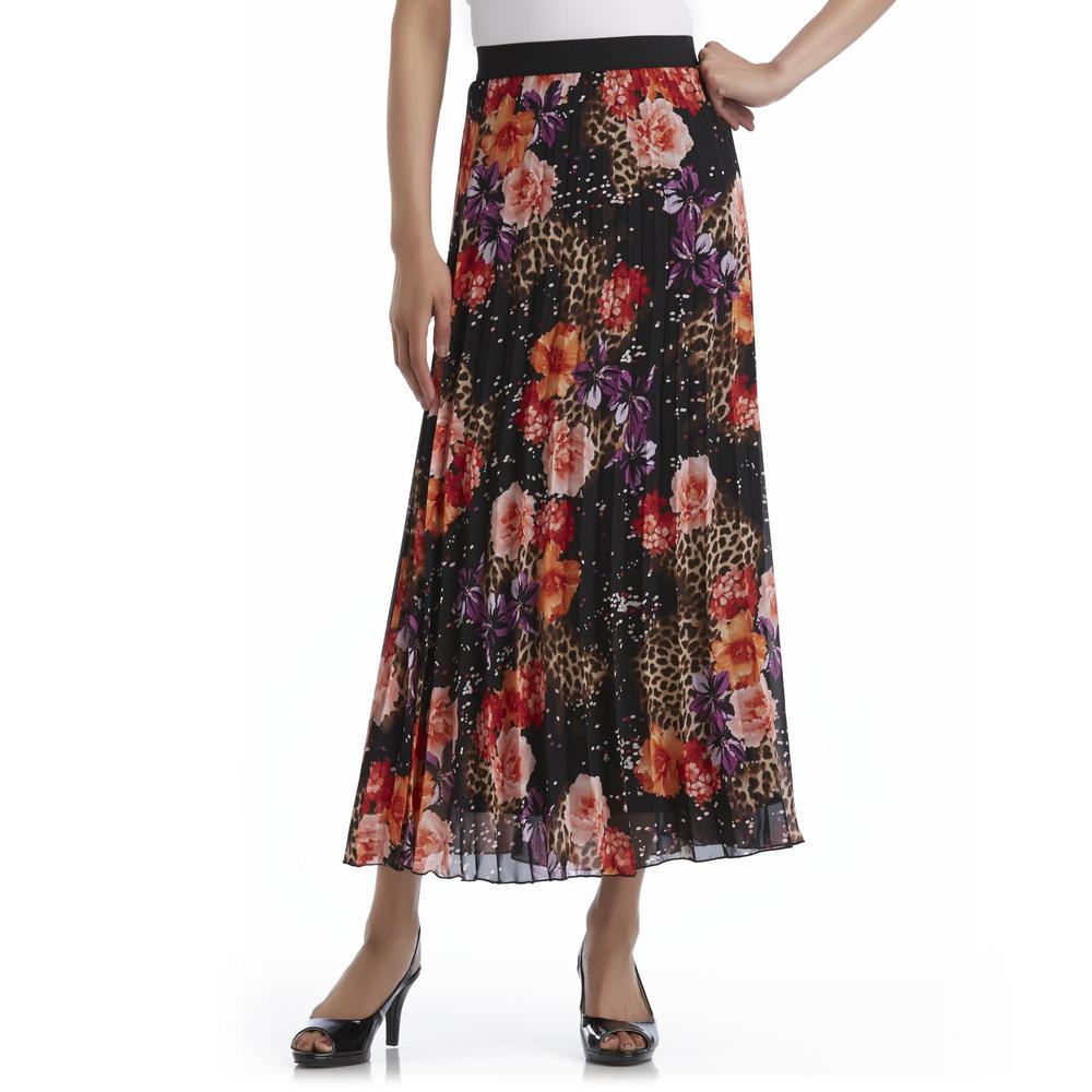 Jaclyn Smith Women's Pleated Skirt - Floral Print