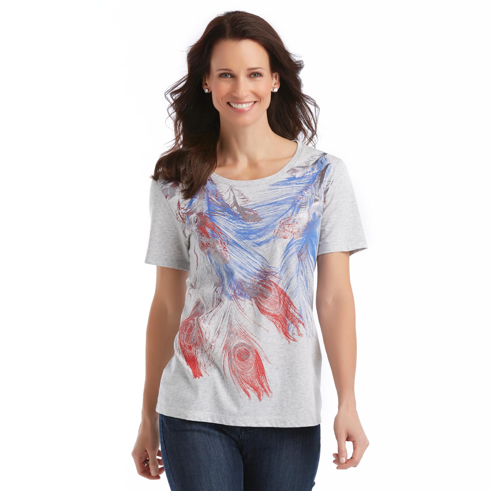Laura Scott Women's Americana Graphic T-Shirt - Feathers
