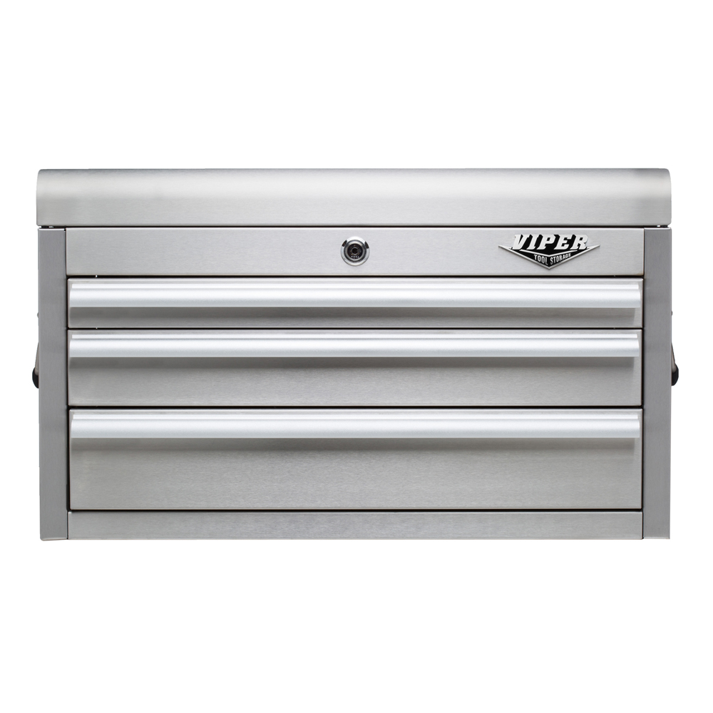 Viper Tool Storage 26-inch 3 Drawer 304 Stainless Steel Top Chest