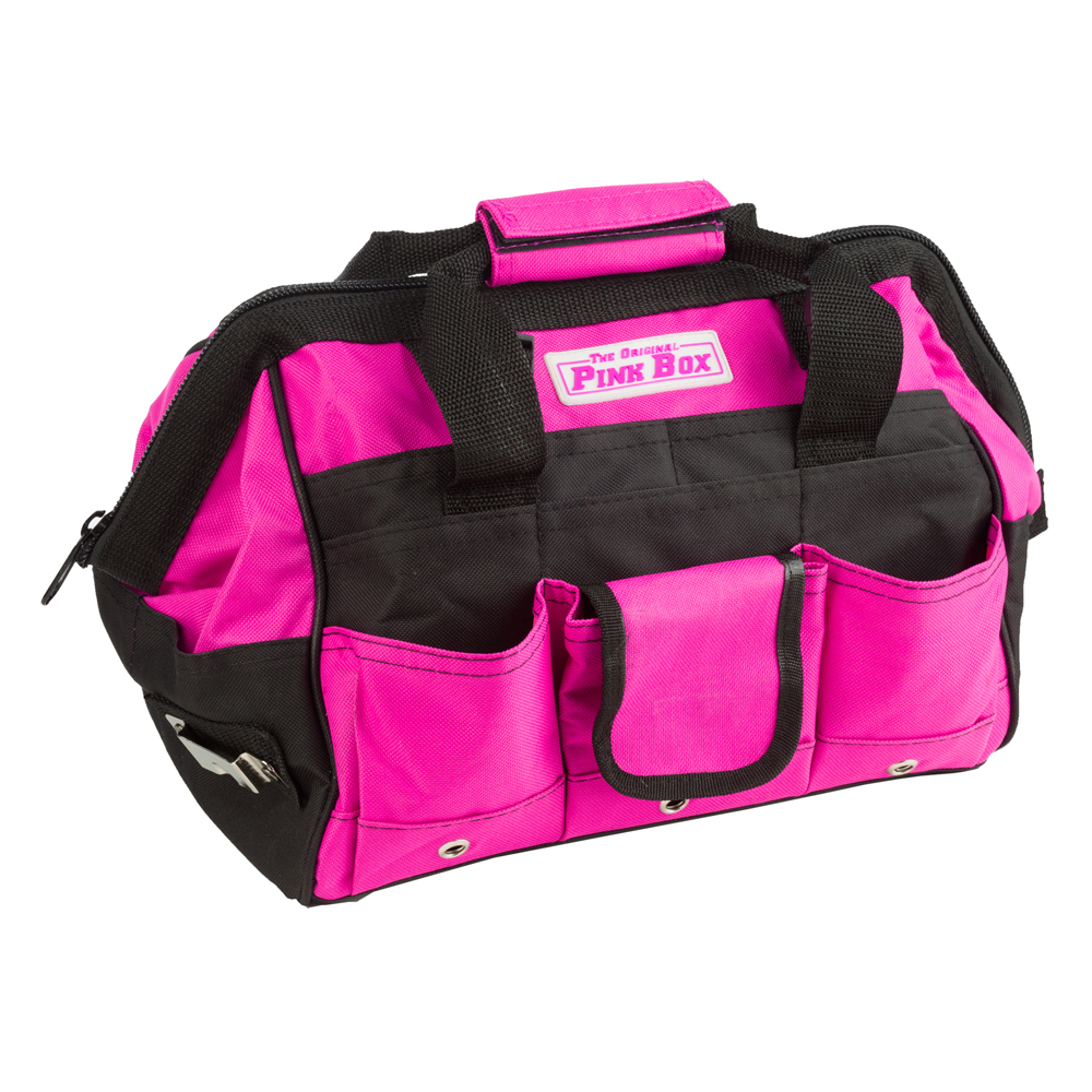 The Original Pink Box PINK 12 in. Canvas Tool Bag w/ Tape Measure Clip