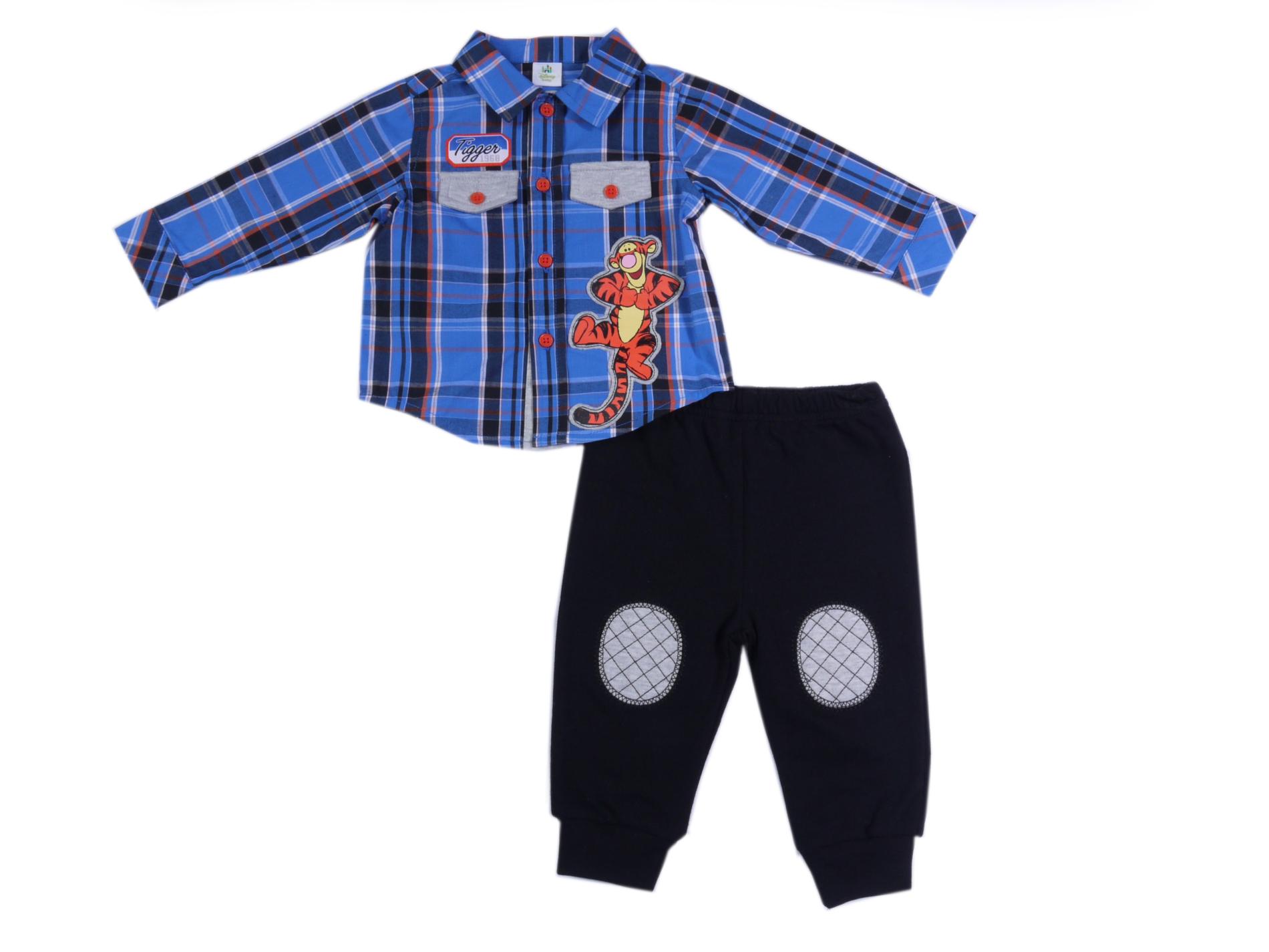 Disney Newborn & Infant Boy's Plaid Shirt & Fleece Pants - Tigger