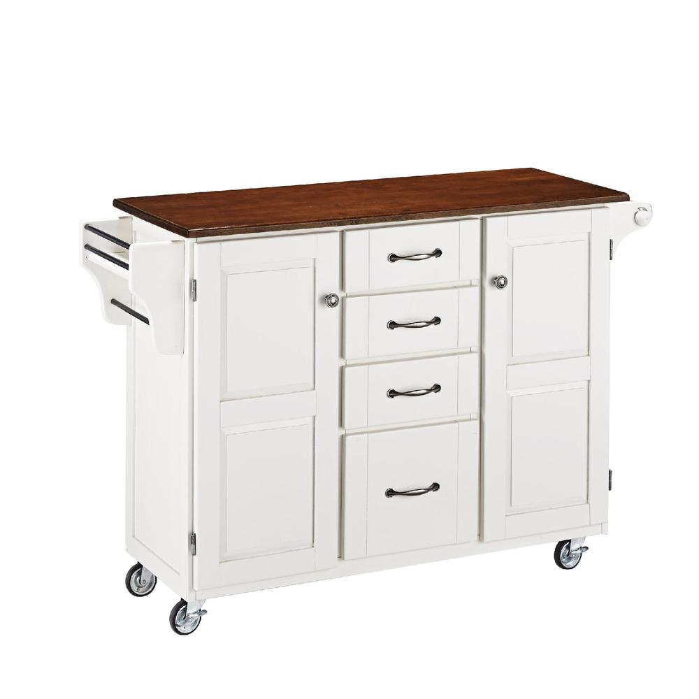Home Styles Create-a-Cart White Finish with Cherry Top