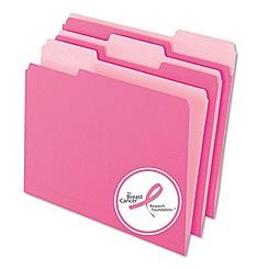 Pendaflex TOPS Products Esselte Pendaflex Mediumweight Stock 1/3 Cut Recycled Top Tab File Folder, Letter, Pink, Pack of 100