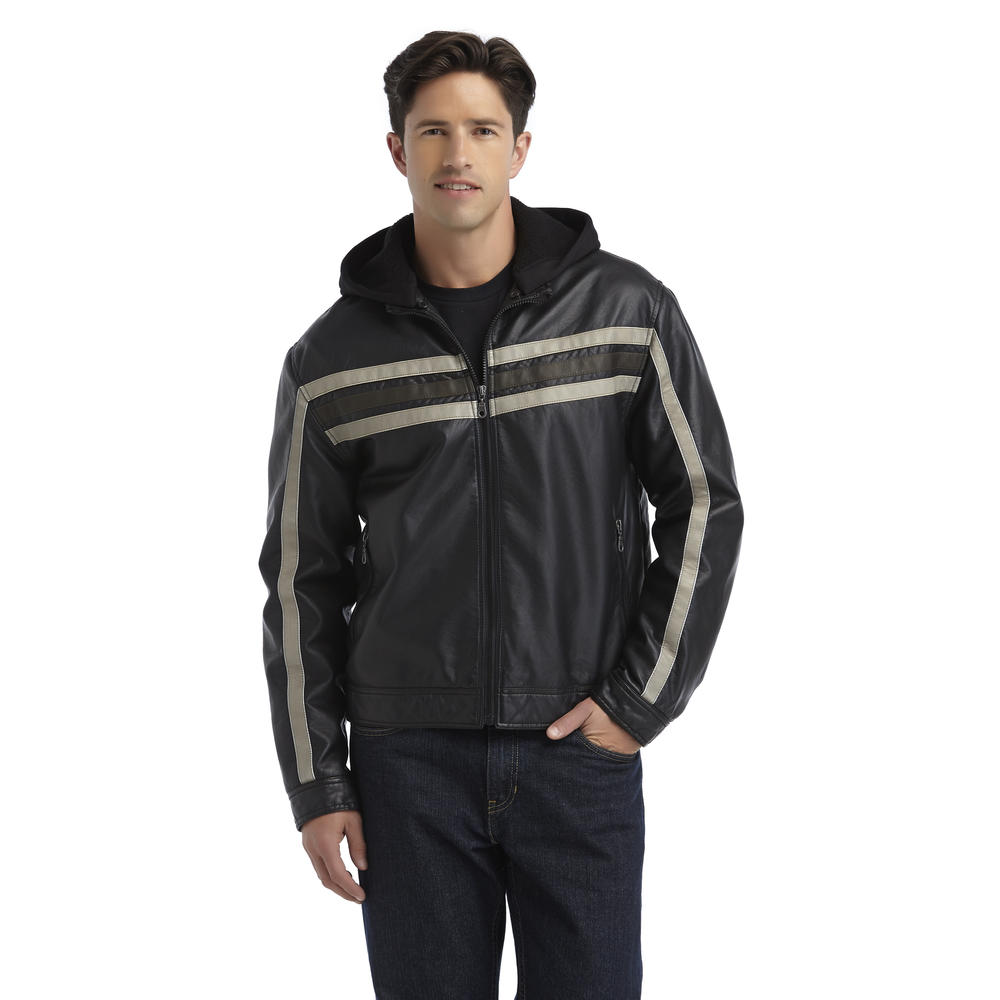 Route 66 Men's Faux Leather Hooded Jacket
