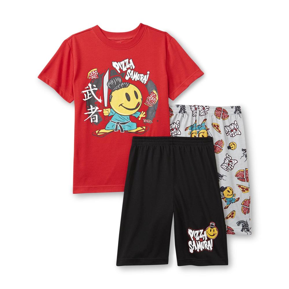 Joe Boxer Boy's Pajama Shirt & 2 Pairs Shorts - Pizza Samurai