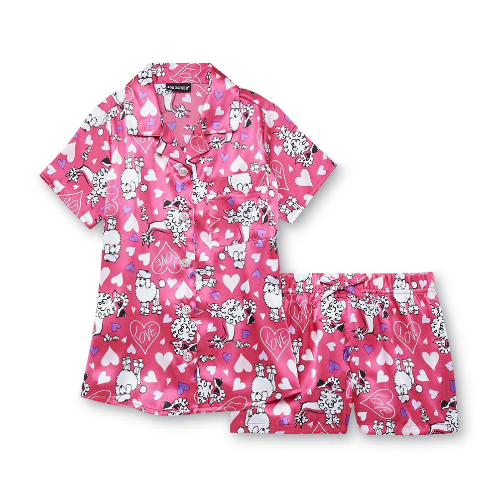 Joe Boxer Girl's Pajama Shirt & Shorts - Poodles & Hearts