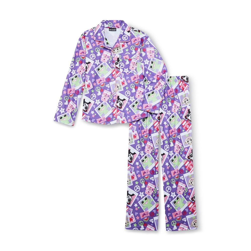 Joe Boxer Girl's Flannel Pajamas - Monkeys  Frogs & Pandas