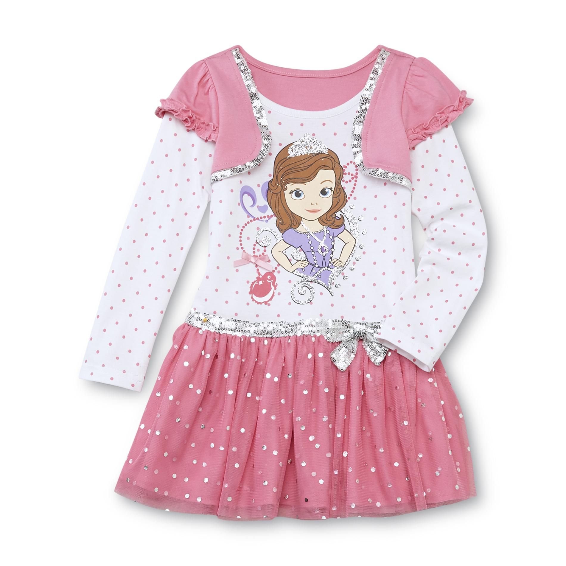 Disney Sofia the First Toddler Girl's Sequined Shrug Dress