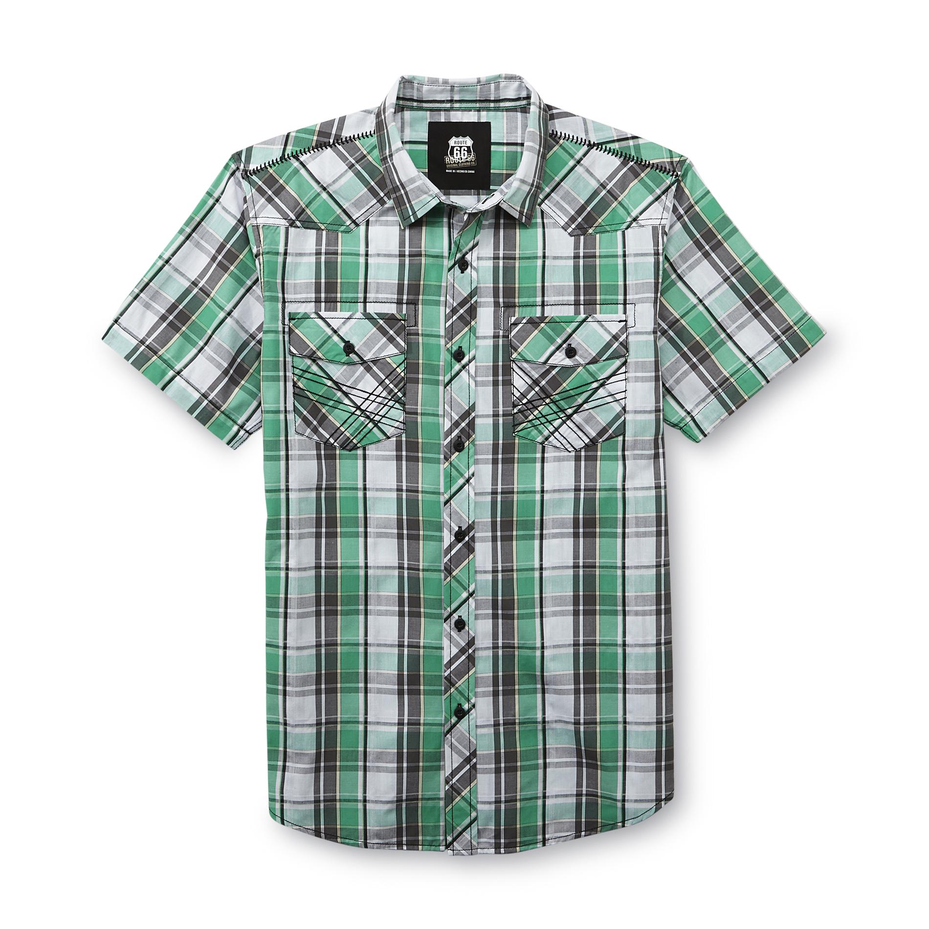 Men's Short-Sleeve Button-Front Shirt - Plaid