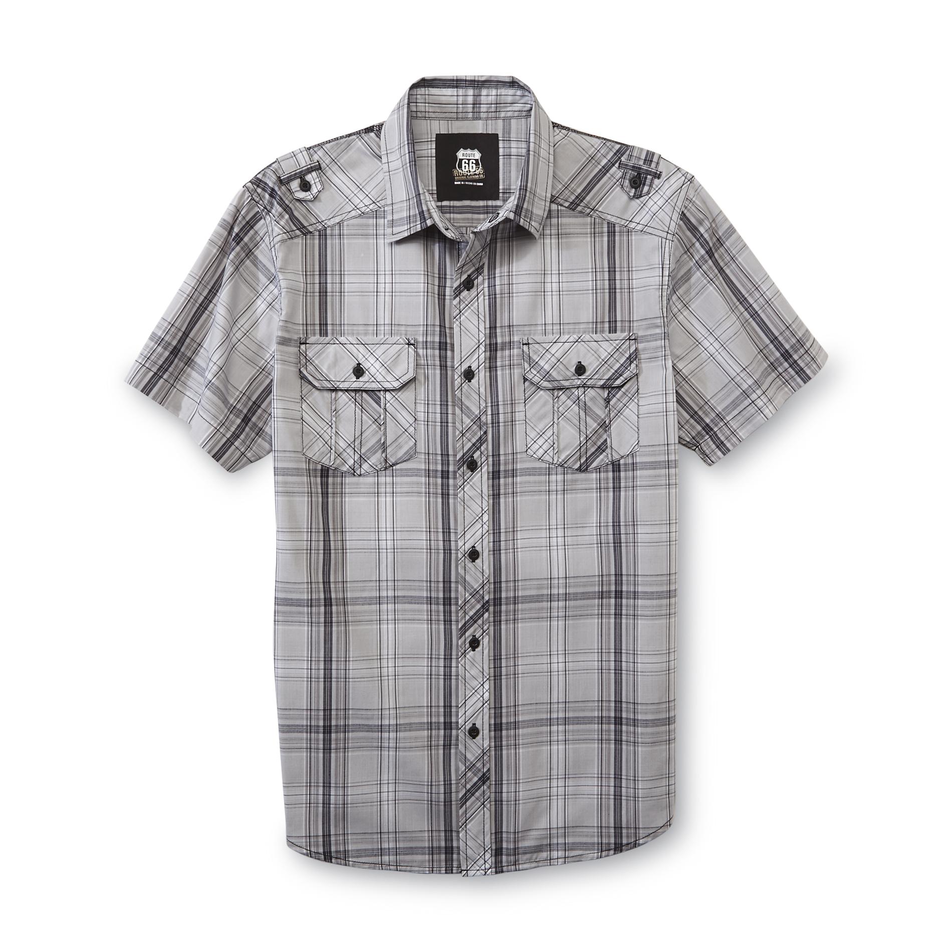 Route 66 Men's Modern Button-Front Shirt - Plaid