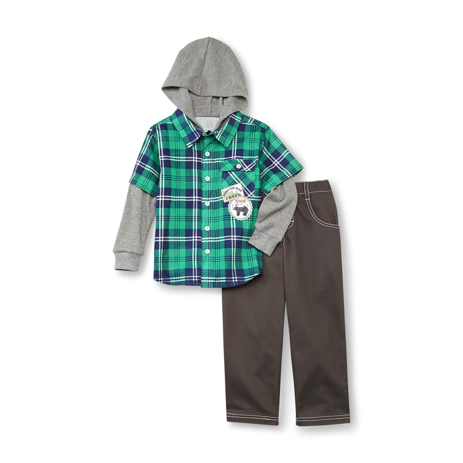 Little Rebels Toddler Boy's Hooded Shirt & Pants - Ranger
