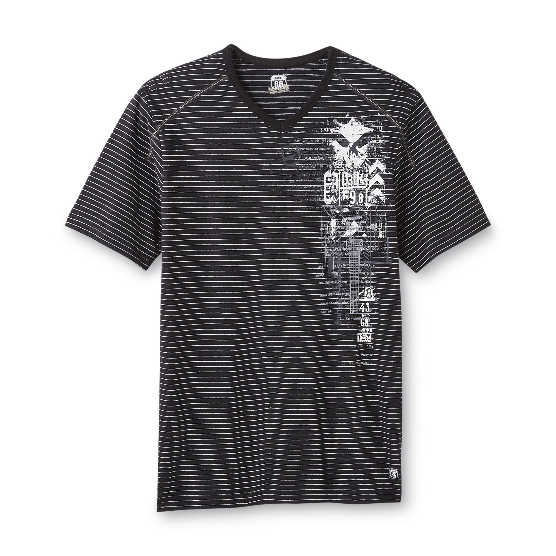 Route 66 Men's V-Neck Graphic T-Shirt - Striped